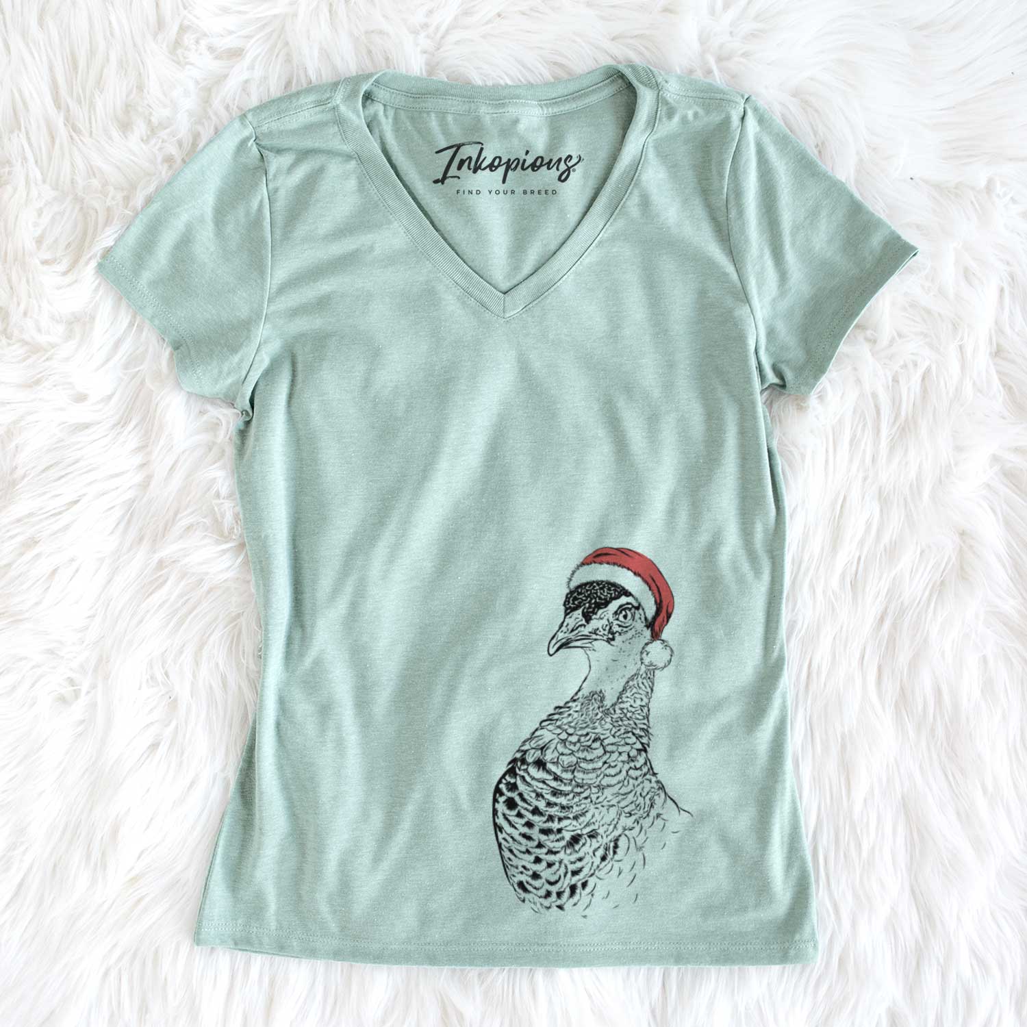 Santa Dee the Peahen - Women's V-neck Shirt