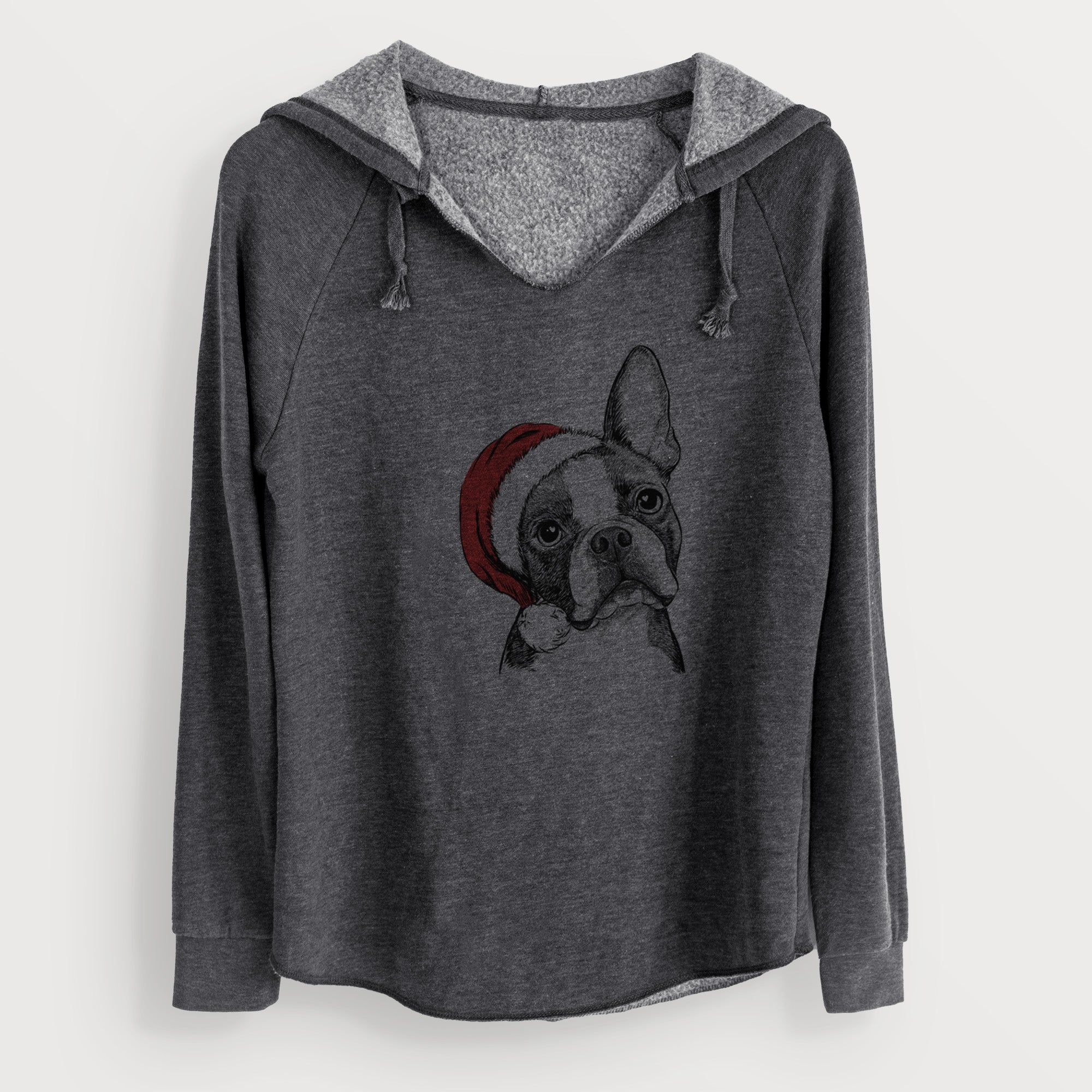 Santa Dee Dee the Boston Terrier - Cali Wave Hooded Sweatshirt