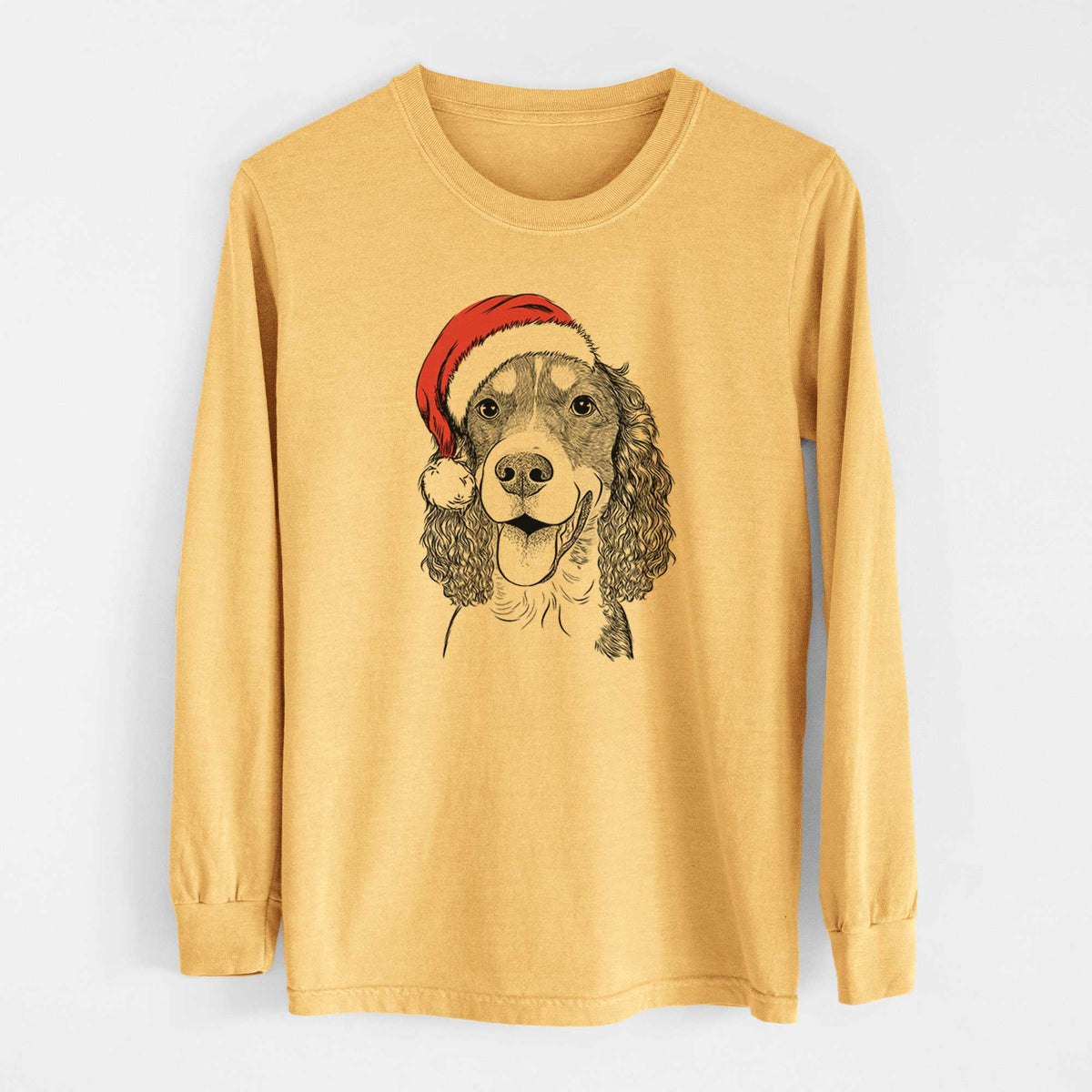 Santa Delilah the English Springer Spaniel - Heavyweight 100% Cotton Long Sleeve