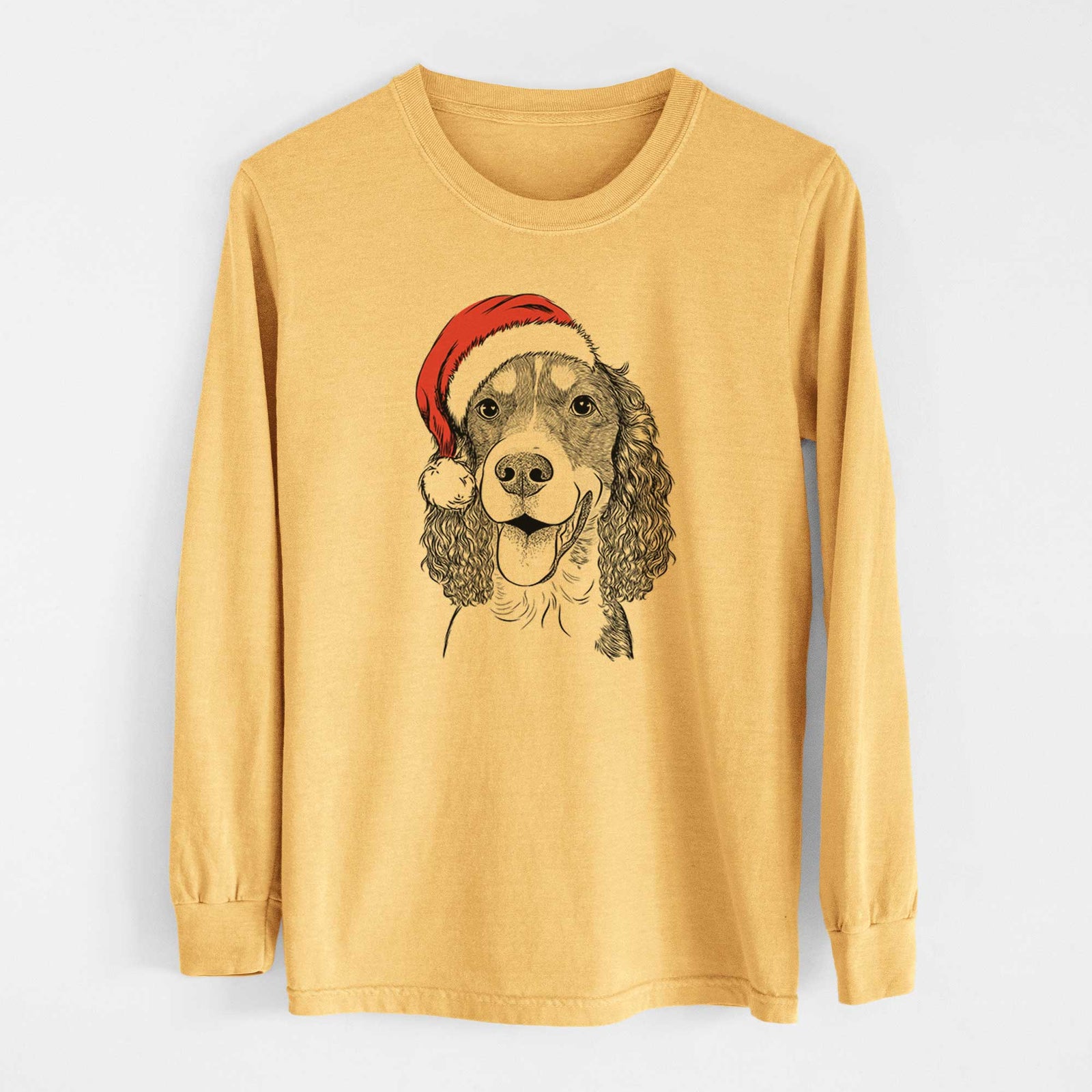 Santa Delilah the English Springer Spaniel - Heavyweight 100% Cotton Long Sleeve