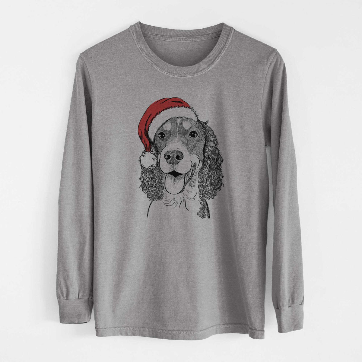 Santa Delilah the English Springer Spaniel - Heavyweight 100% Cotton Long Sleeve
