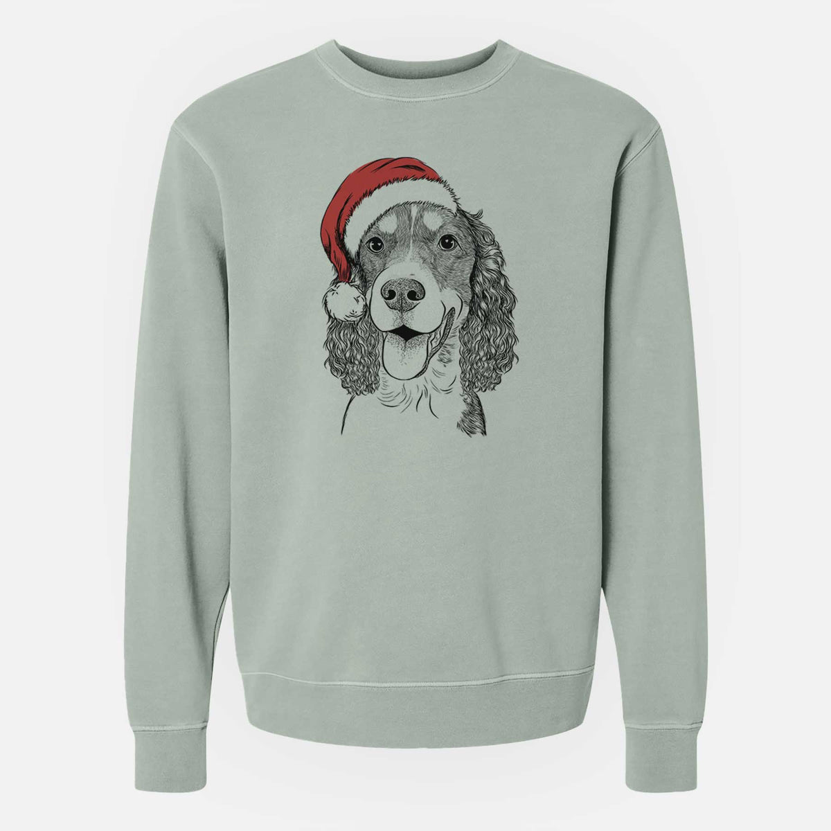 Santa Delilah the English Springer Spaniel - Unisex Pigment Dyed Crew Sweatshirt