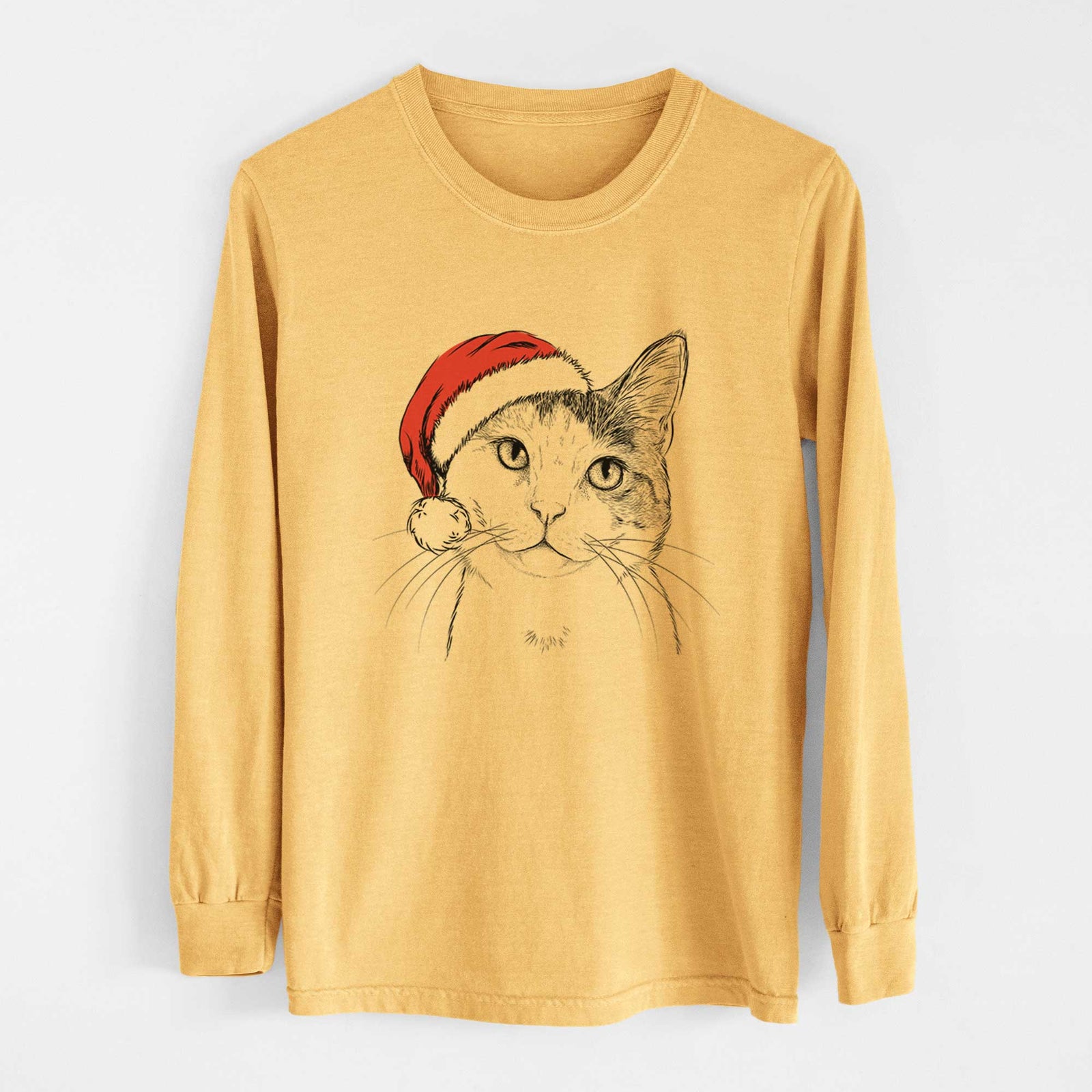 Santa Denver the Calico Cat - Heavyweight 100% Cotton Long Sleeve