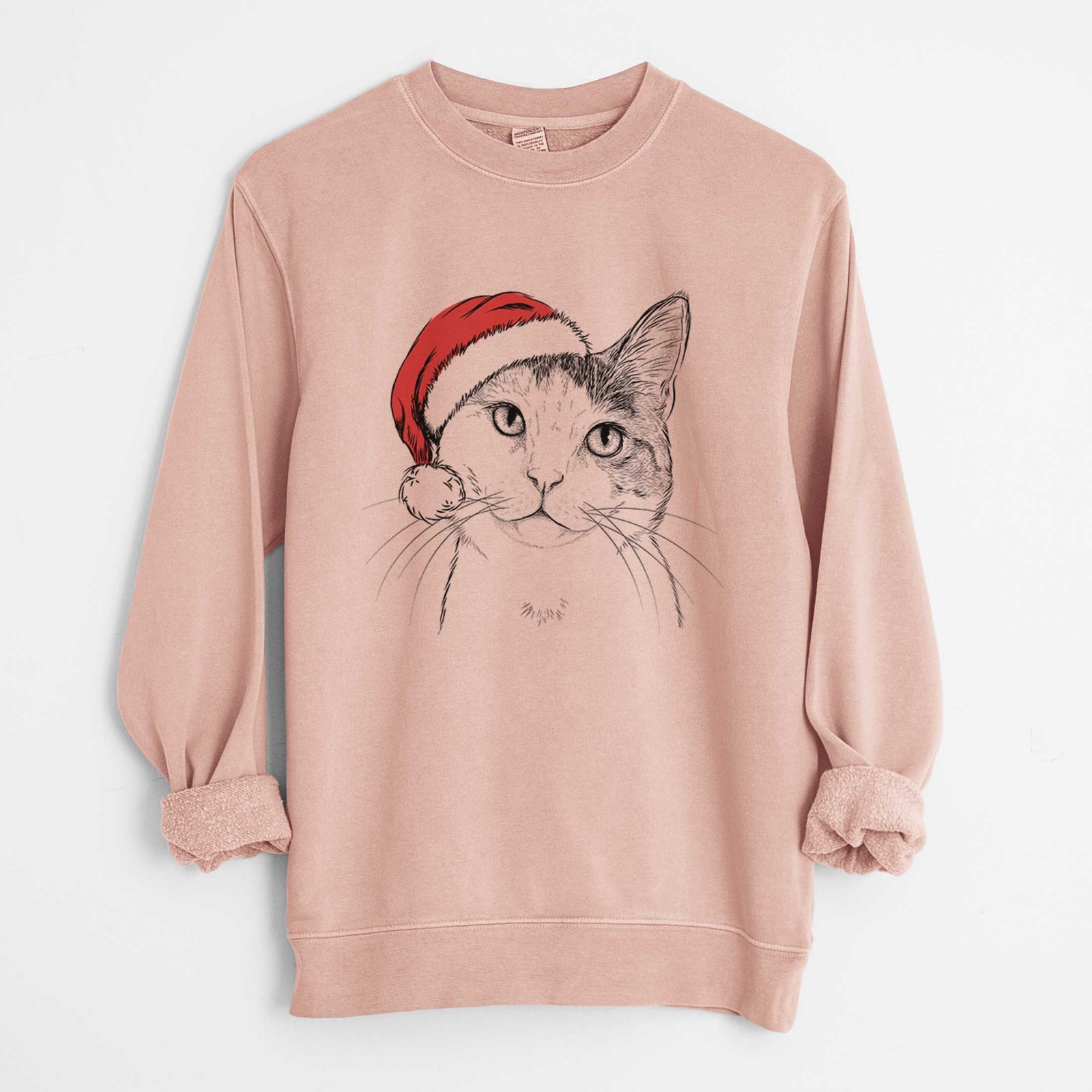 Santa Denver the Calico Cat - Unisex Pigment Dyed Crew Sweatshirt