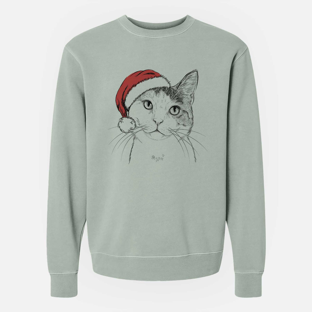 Santa Denver the Calico Cat - Unisex Pigment Dyed Crew Sweatshirt