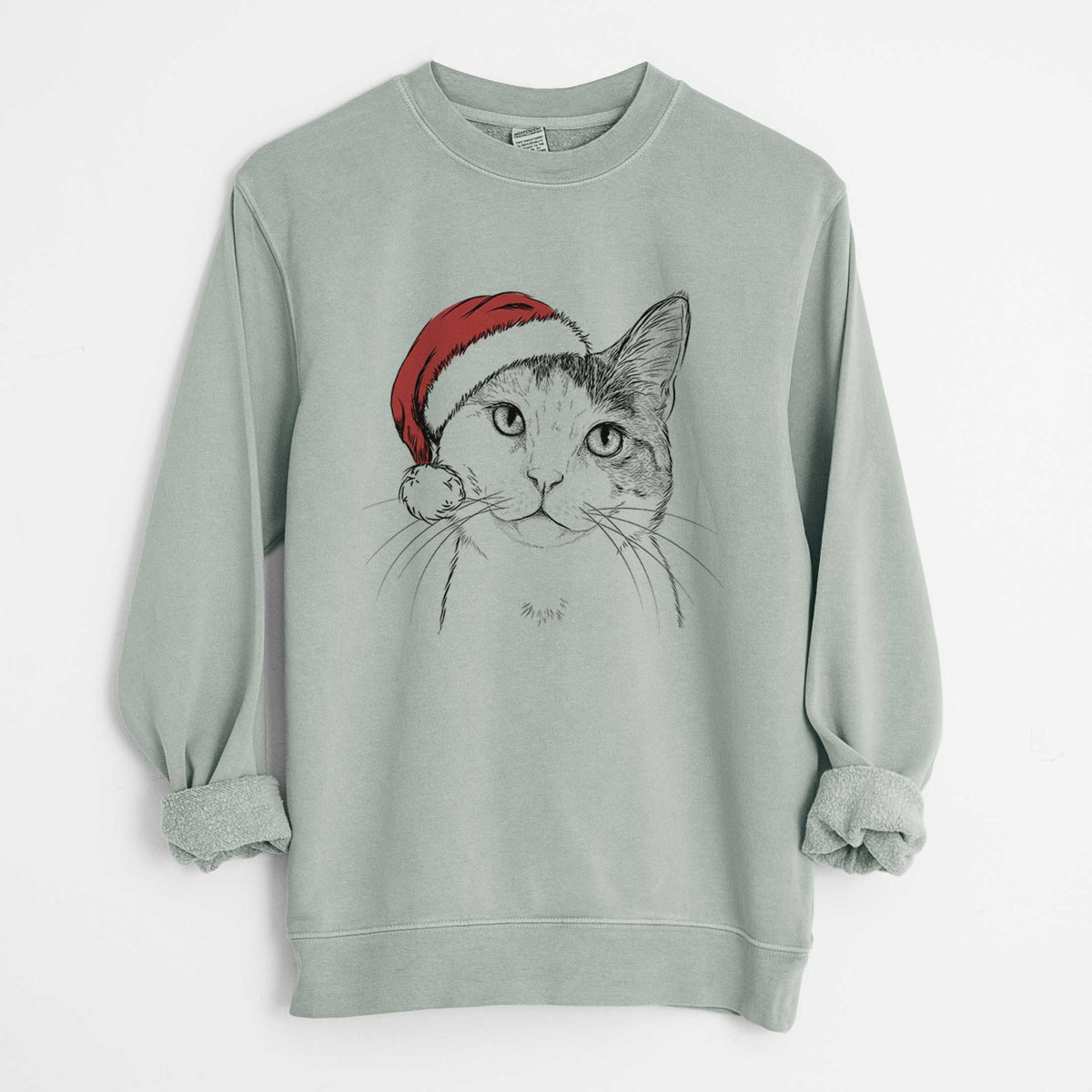 Santa Denver the Calico Cat - Unisex Pigment Dyed Crew Sweatshirt