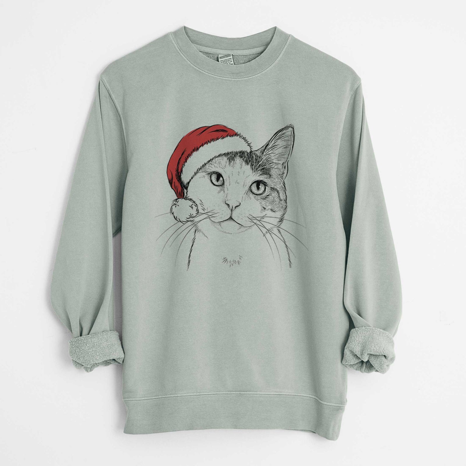 Santa Denver the Calico Cat - Unisex Pigment Dyed Crew Sweatshirt