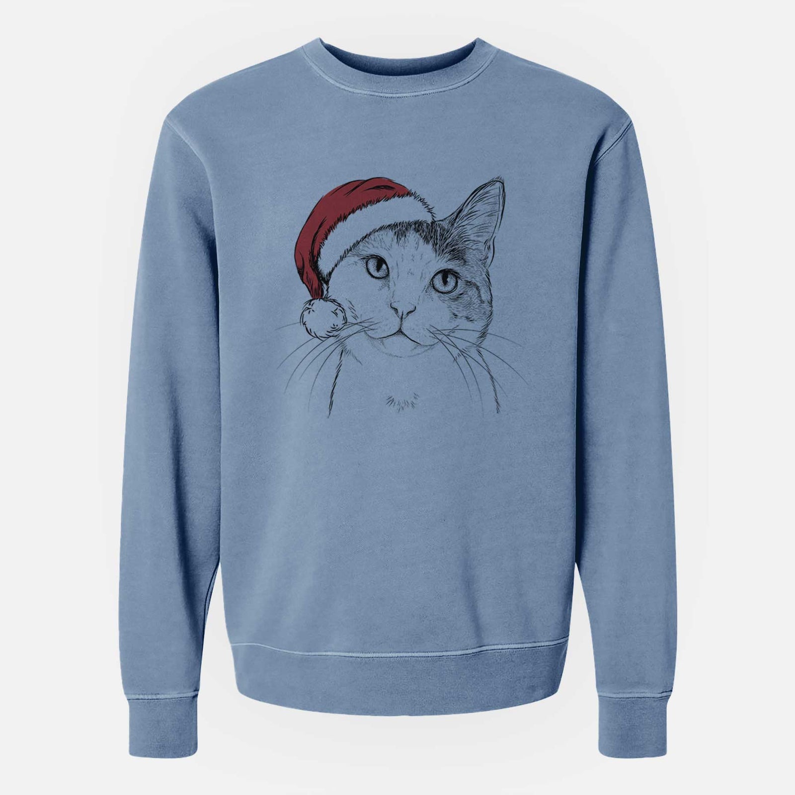 Santa Denver the Calico Cat - Unisex Pigment Dyed Crew Sweatshirt