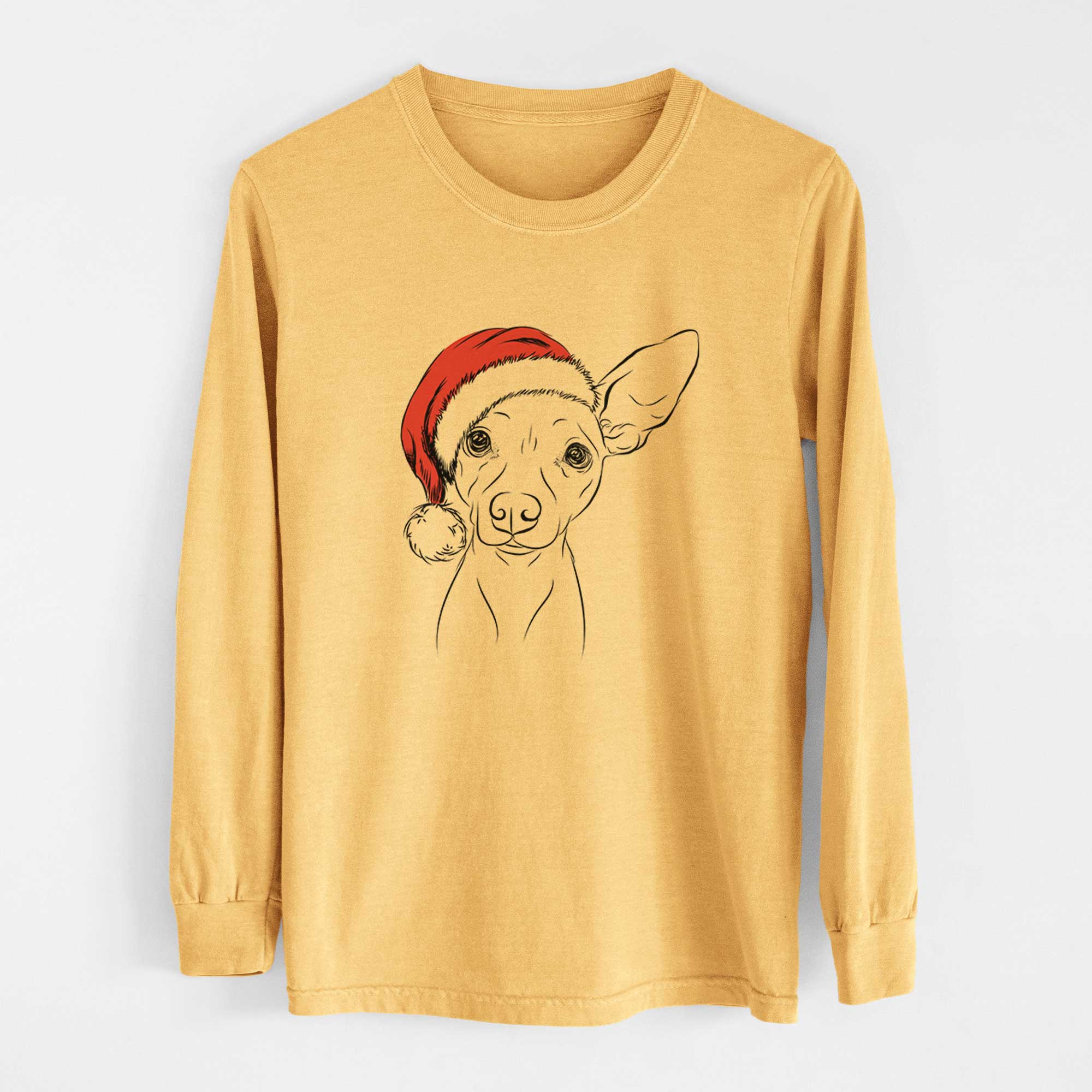 Santa Desi the American Hairless Terrier - Heavyweight 100% Cotton Long Sleeve