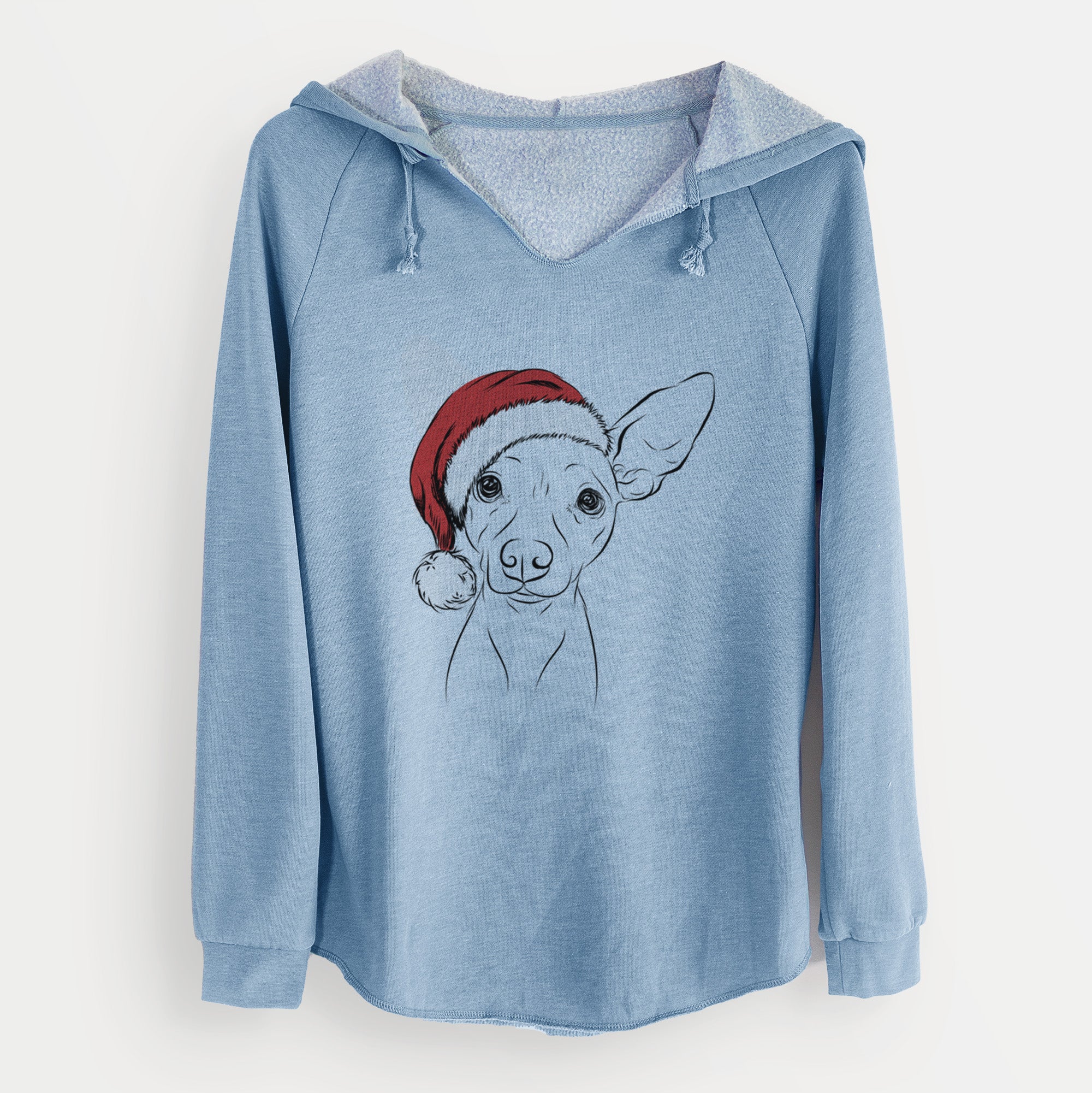 Santa Desi the American Hairless Terrier - Cali Wave Hooded Sweatshirt