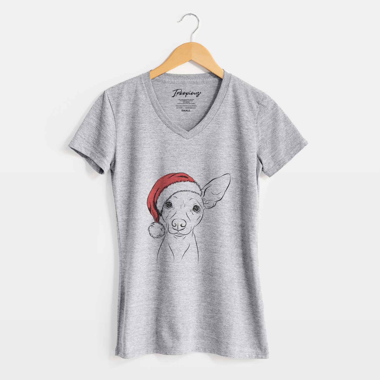 Santa Desi the American Hairless Terrier - Women's V-neck Shirt