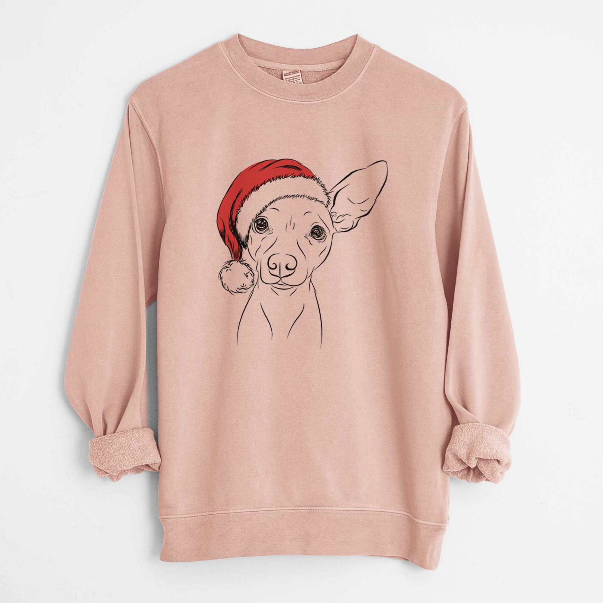 Santa Desi the American Hairless Terrier - Unisex Pigment Dyed Crew Sweatshirt