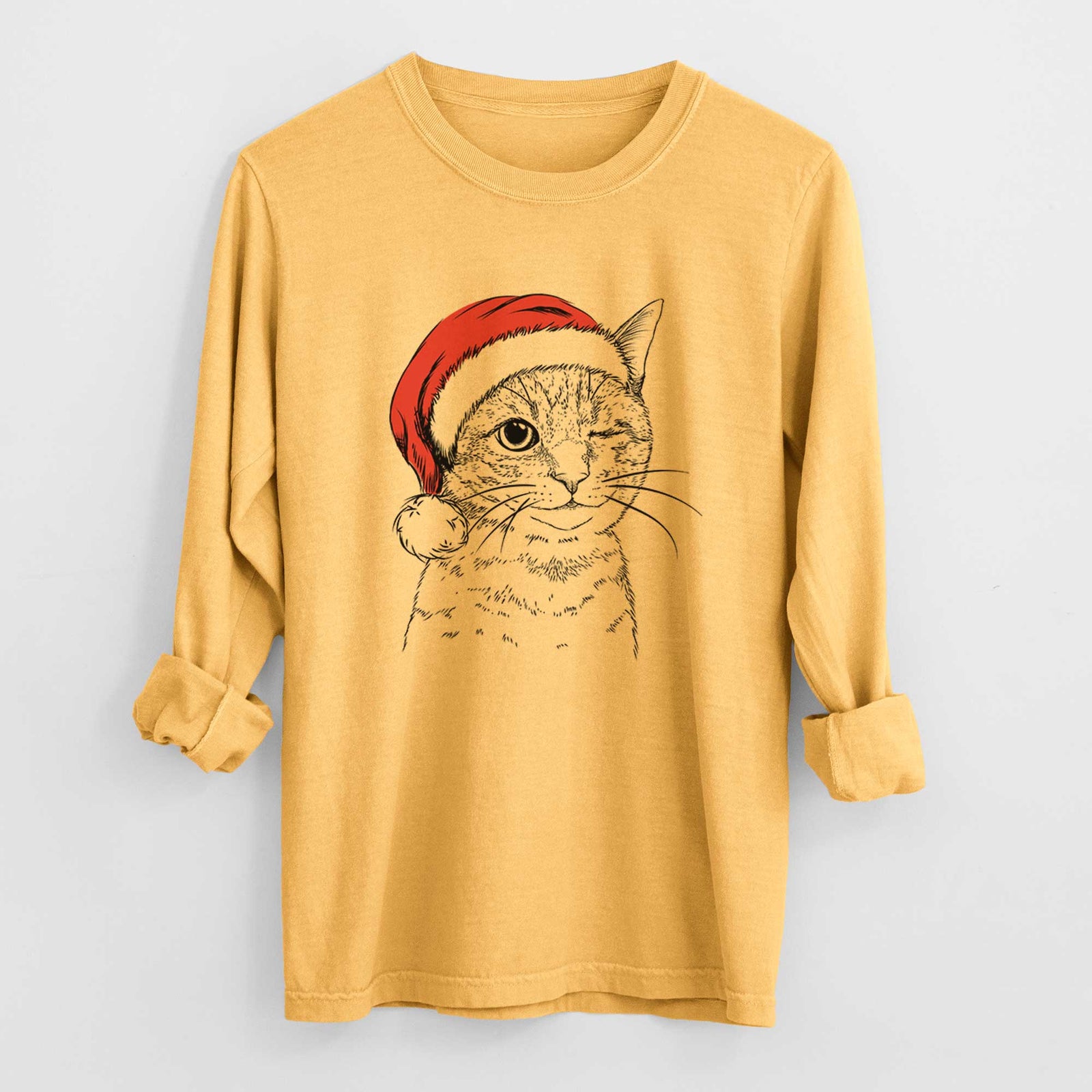 Santa Dexter the Domestic Shorthair - Heavyweight 100% Cotton Long Sleeve