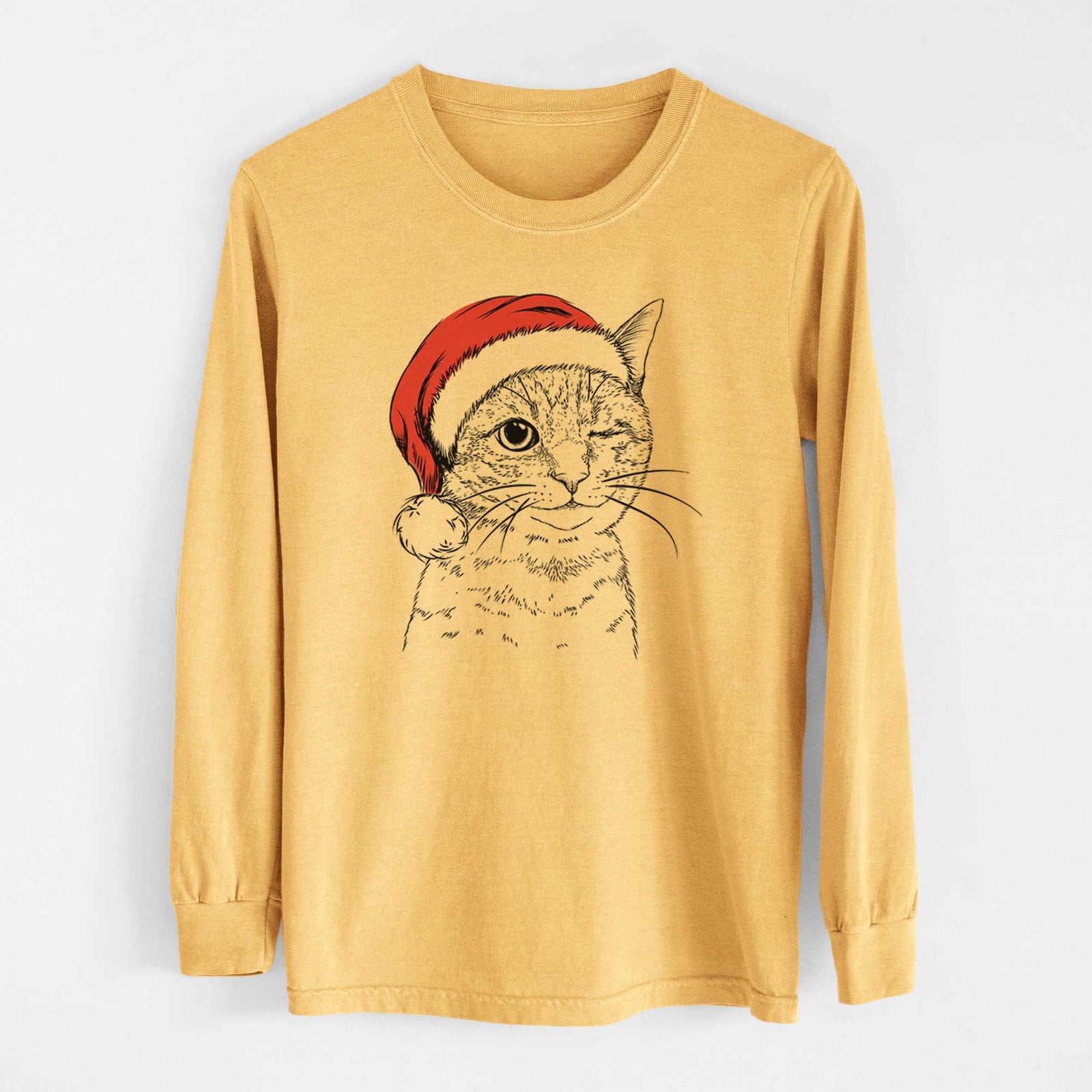 Santa Dexter the Domestic Shorthair - Heavyweight 100% Cotton Long Sleeve