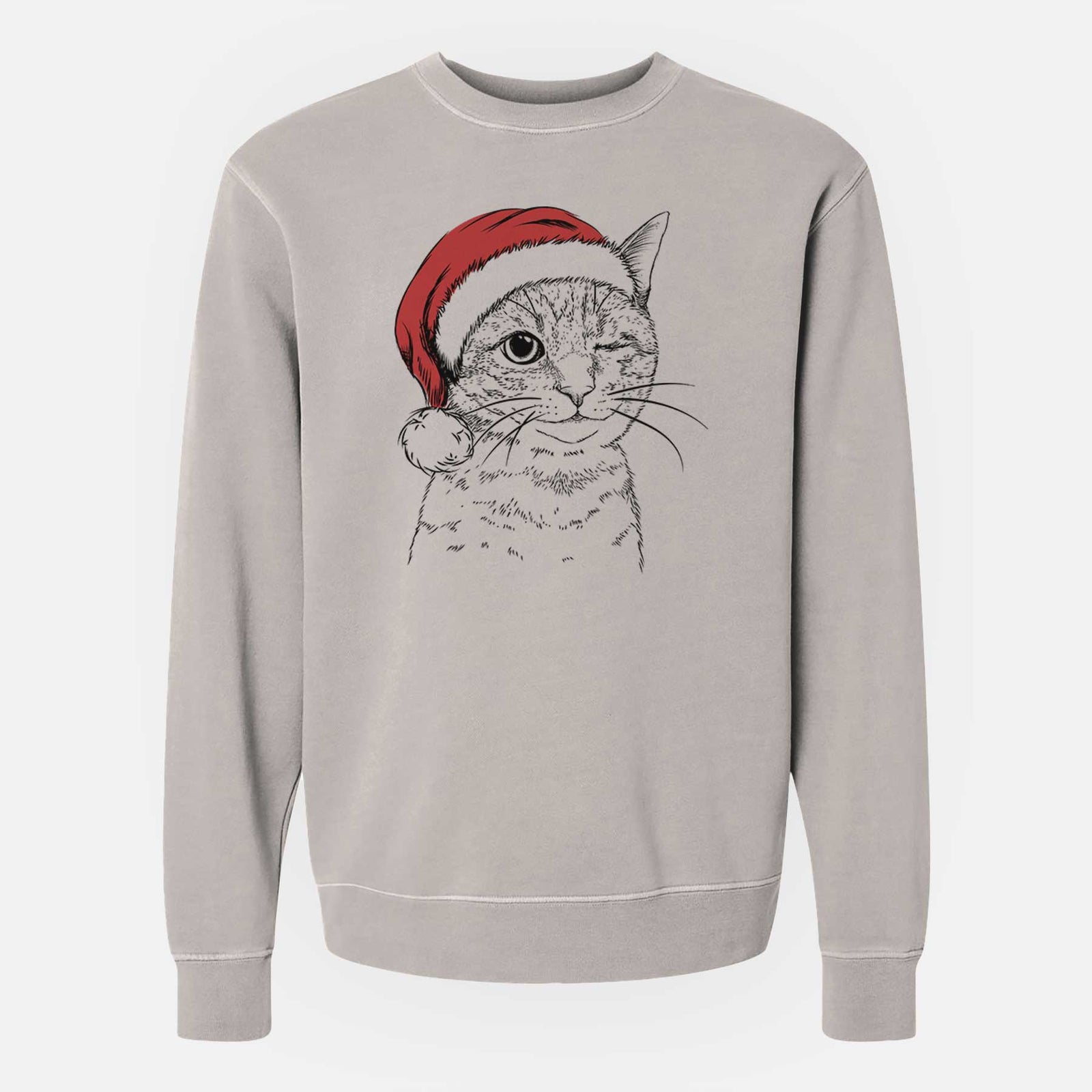 Santa Dexter the Domestic Shorthair - Unisex Pigment Dyed Crew Sweatshirt