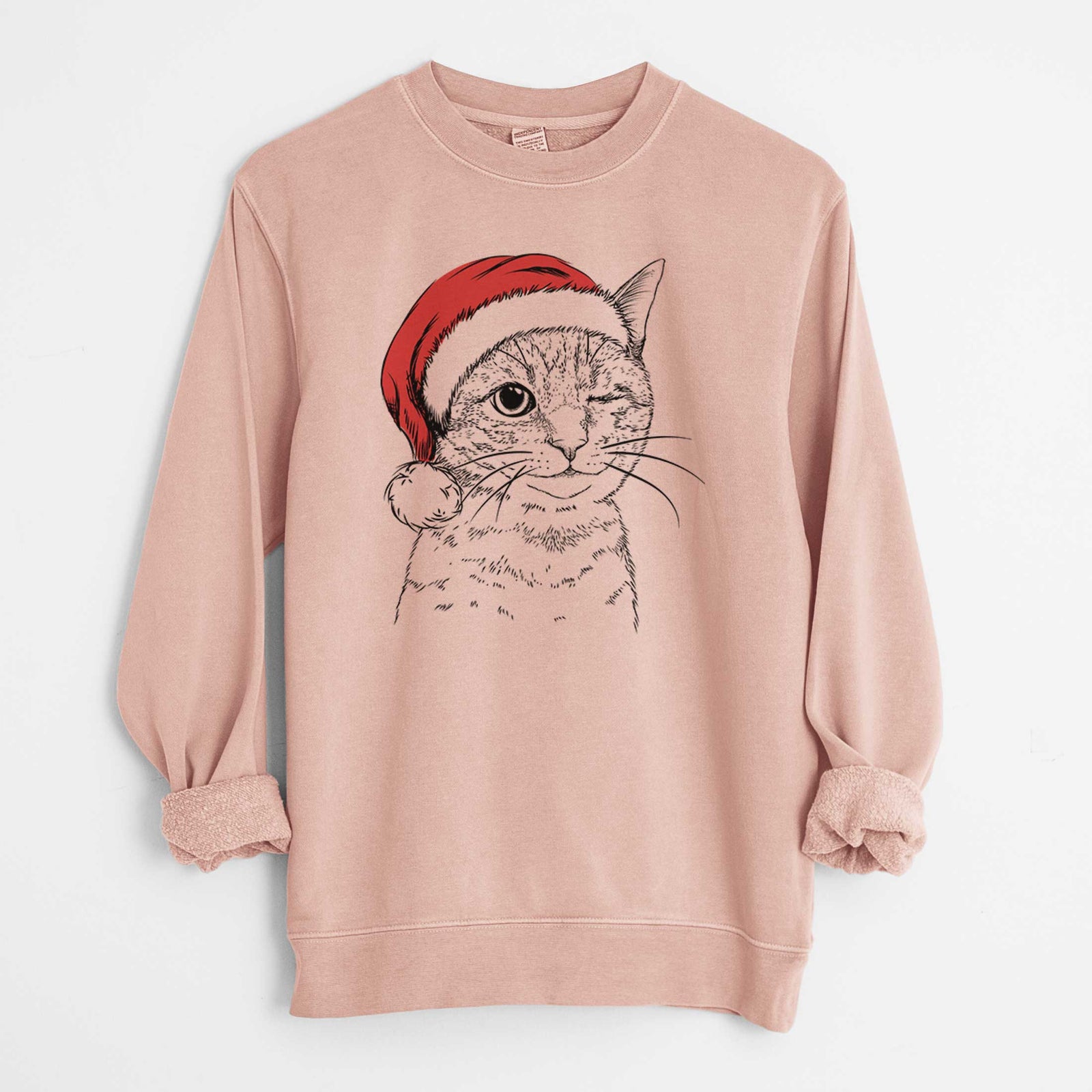 Santa Dexter the Domestic Shorthair - Unisex Pigment Dyed Crew Sweatshirt