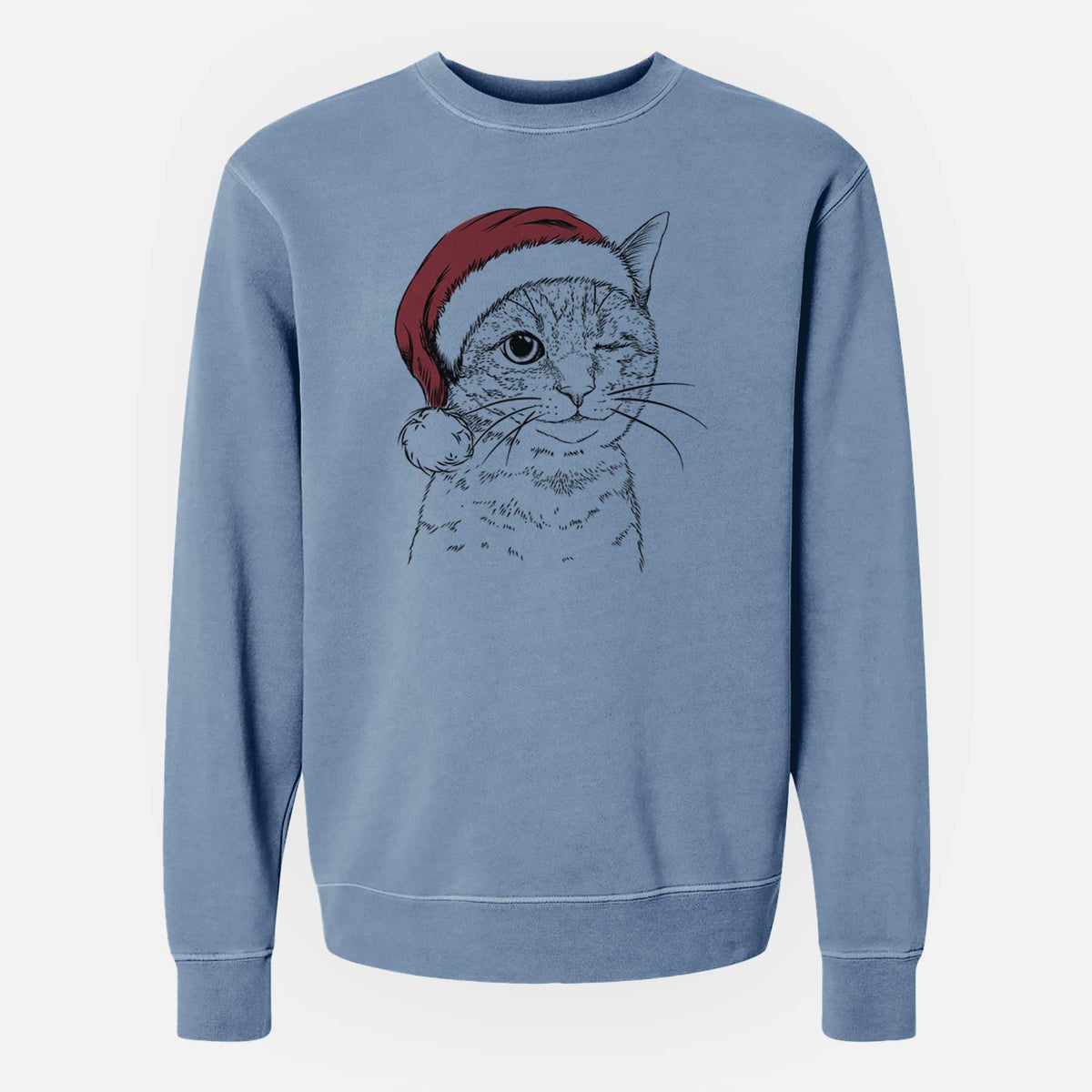 Santa Dexter the Domestic Shorthair - Unisex Pigment Dyed Crew Sweatshirt