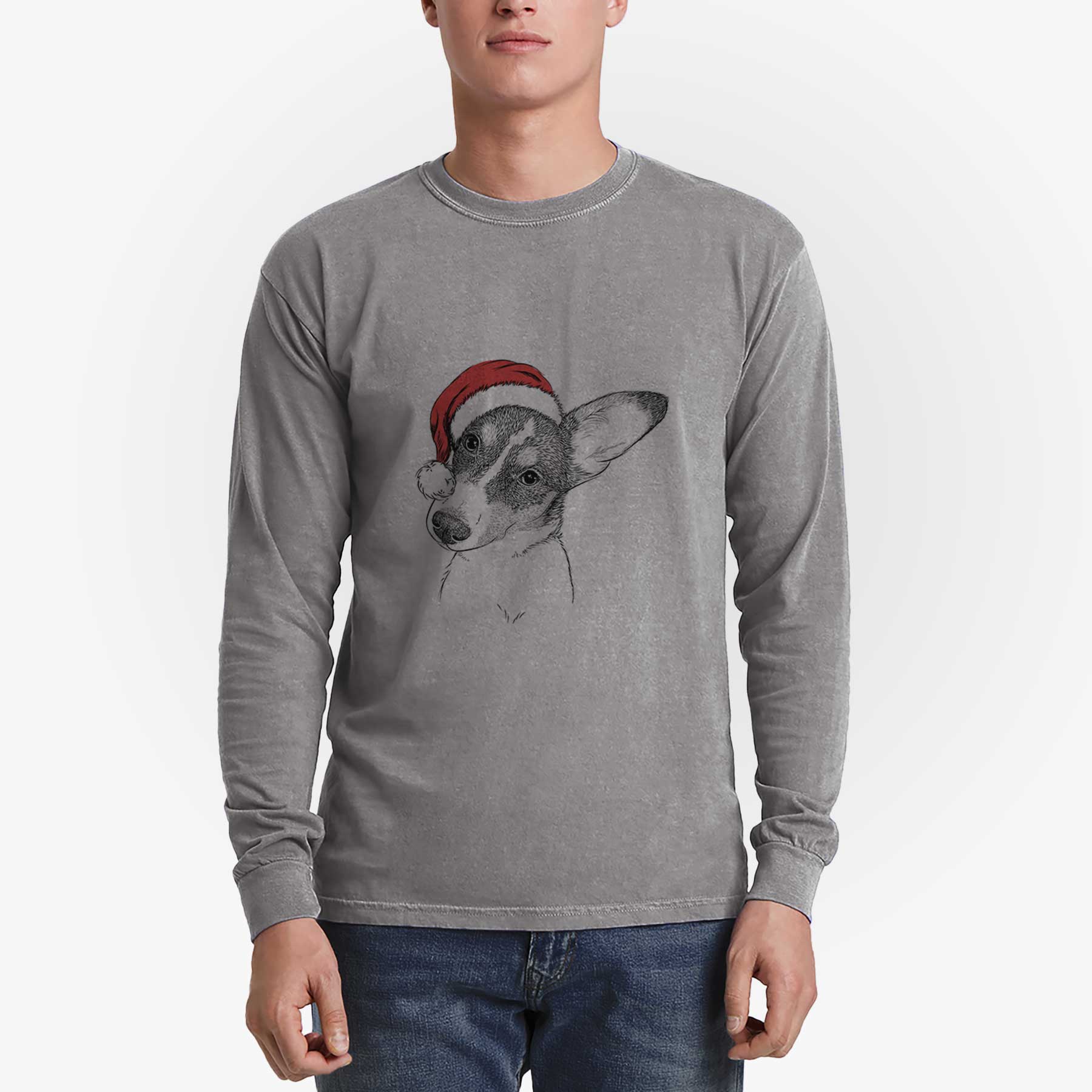 Santa Dexter the Corgi - Heavyweight 100% Cotton Long Sleeve