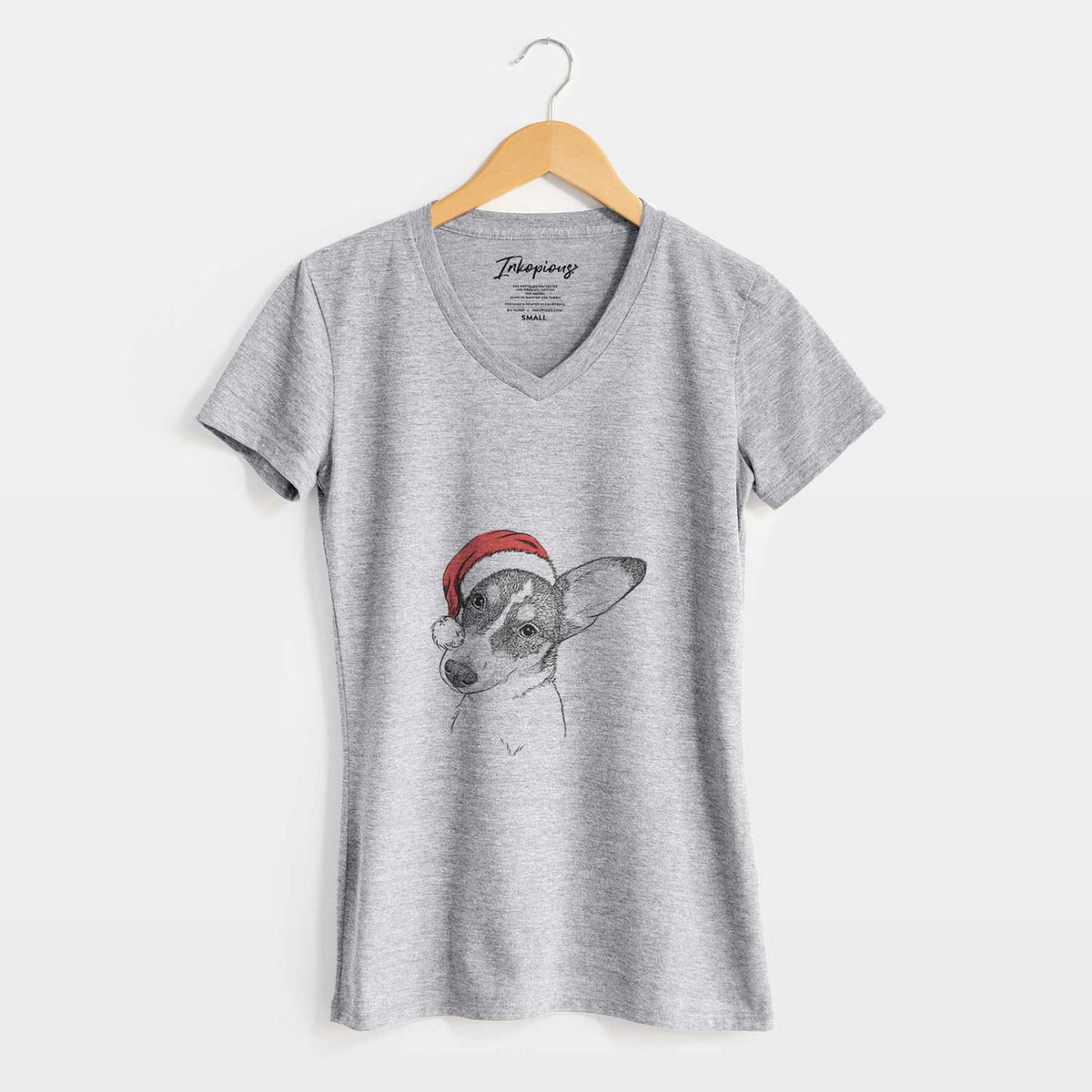 Santa Dexter the Corgi - Women's V-neck Shirt