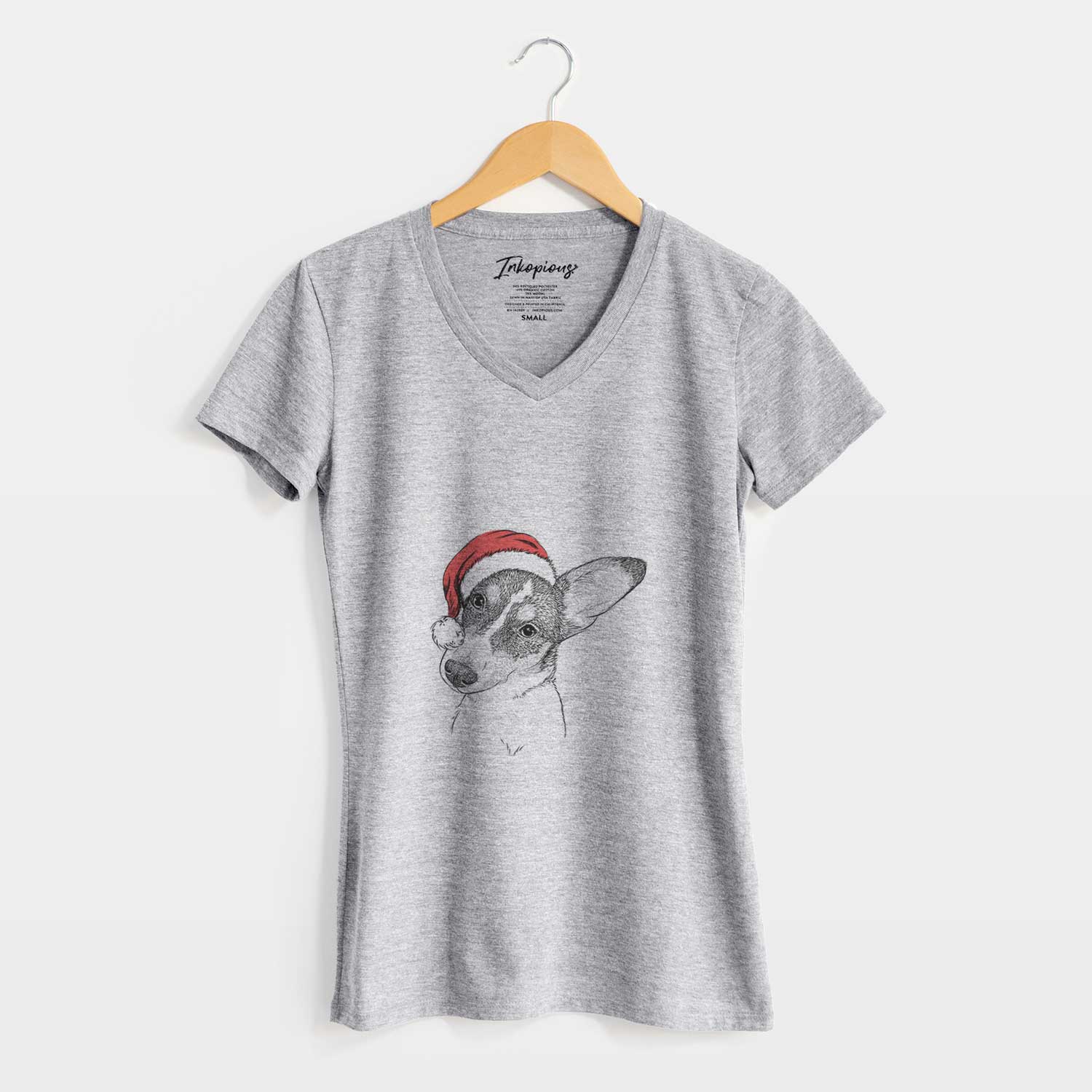 Santa Dexter the Corgi - Women's V-neck Shirt