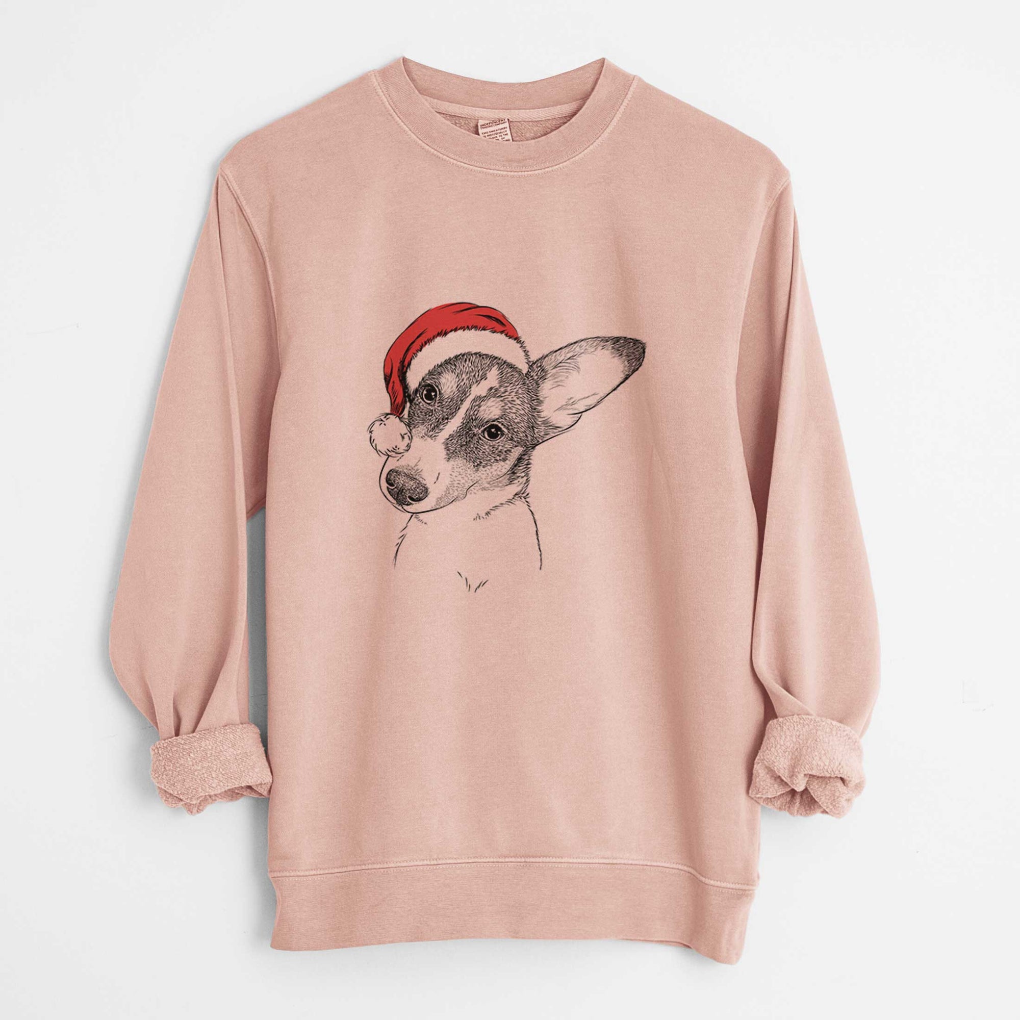 Santa Dexter the Corgi - Unisex Pigment Dyed Crew Sweatshirt