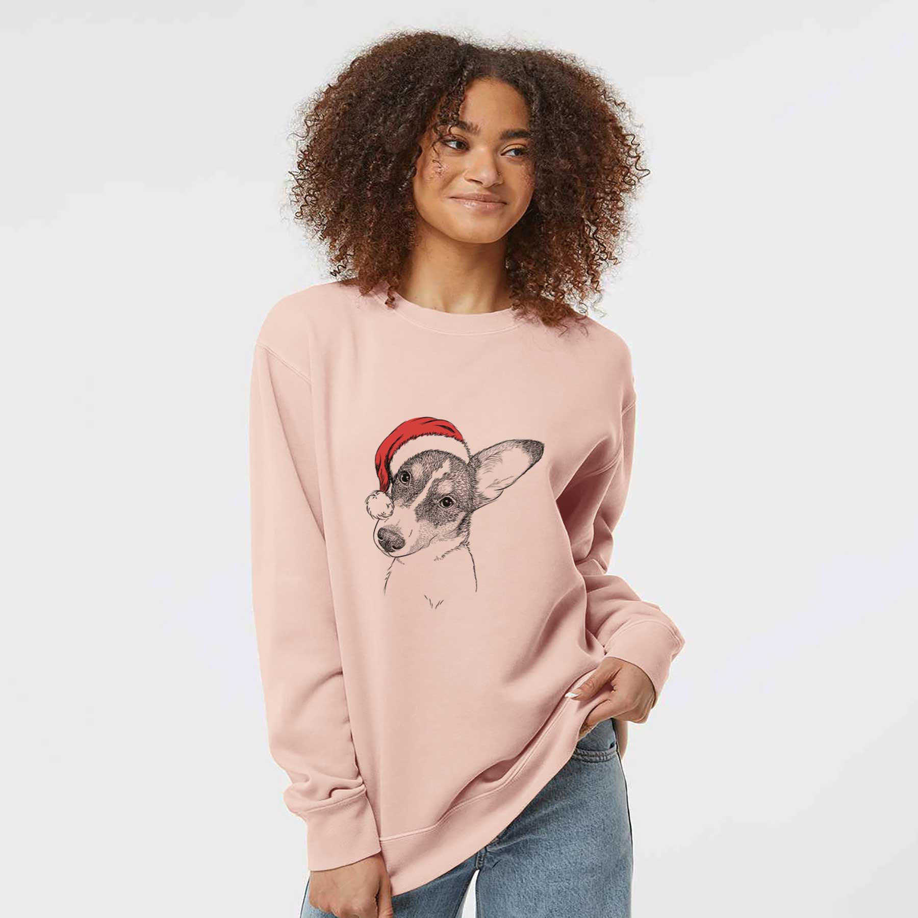 Santa Dexter the Corgi - Unisex Pigment Dyed Crew Sweatshirt