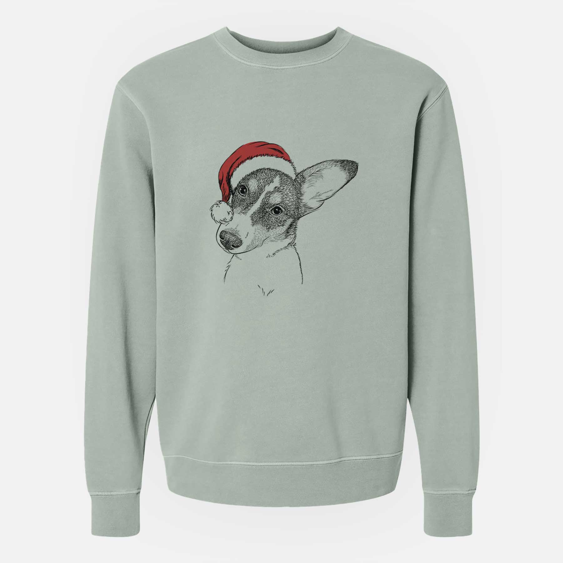 Santa Dexter the Corgi - Unisex Pigment Dyed Crew Sweatshirt