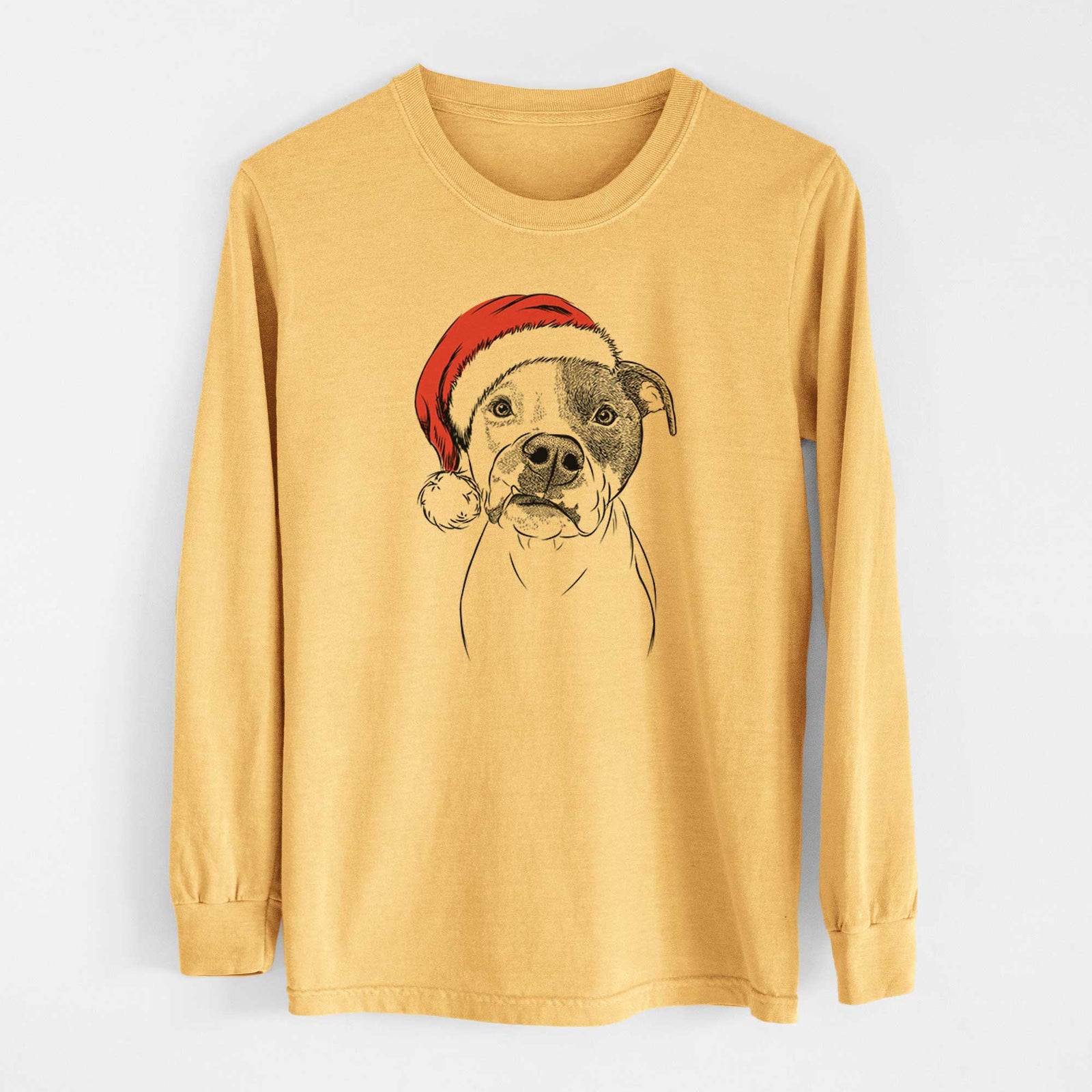 Santa Dexter the Pitbull - Heavyweight 100% Cotton Long Sleeve