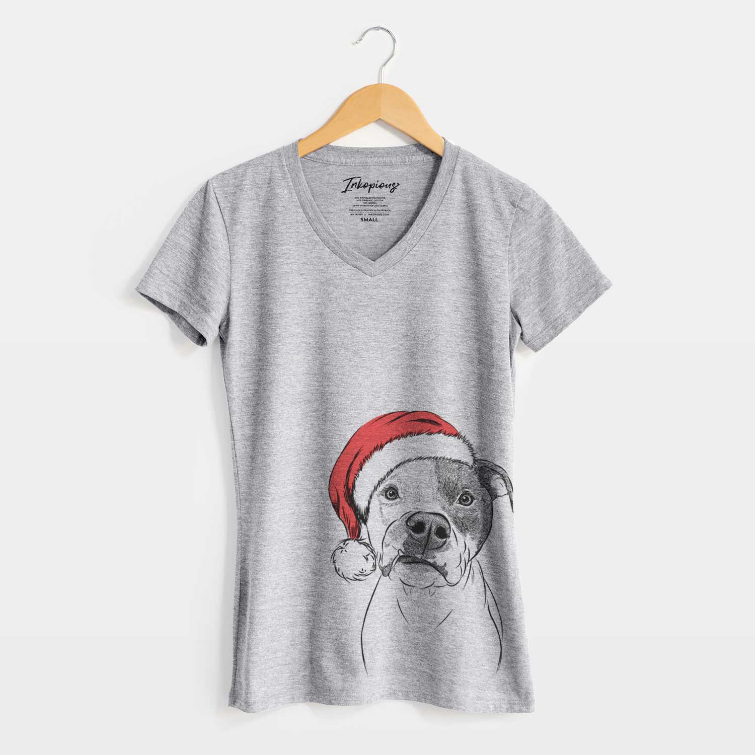 Santa Dexter the Pitbull - Women's V-neck Shirt