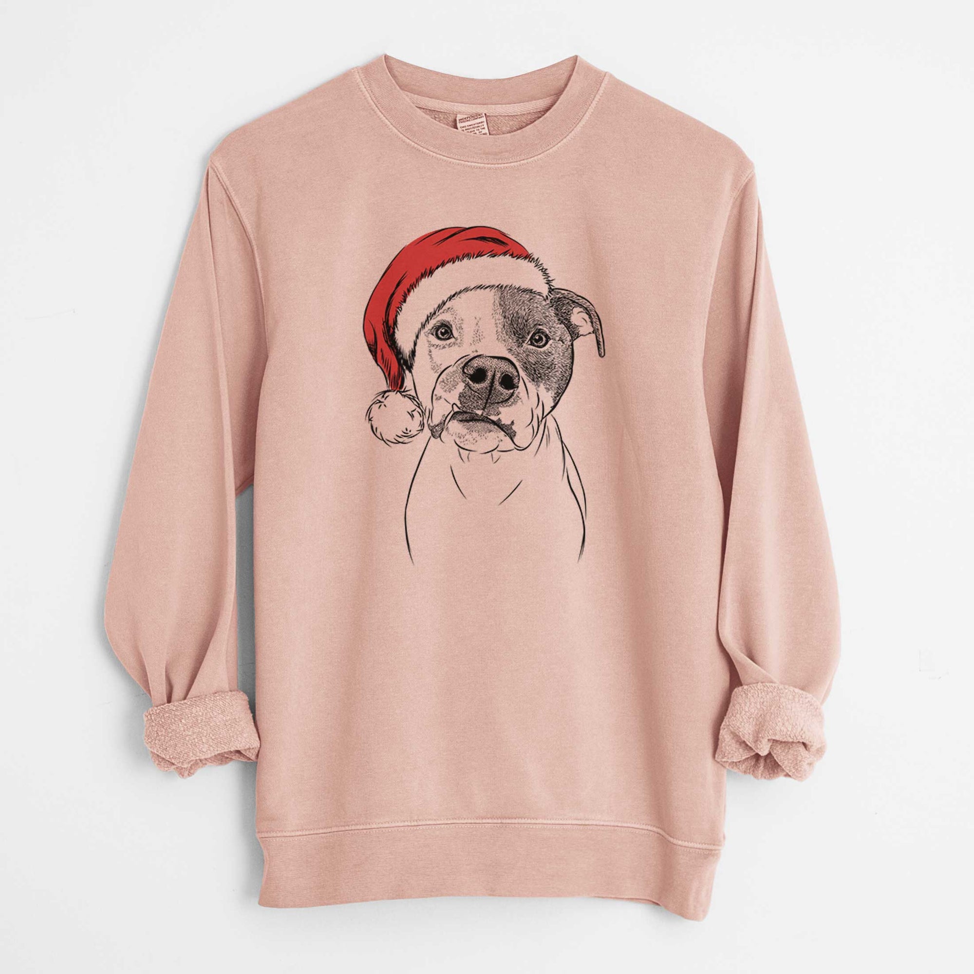 Santa Dexter the Pitbull - Unisex Pigment Dyed Crew Sweatshirt