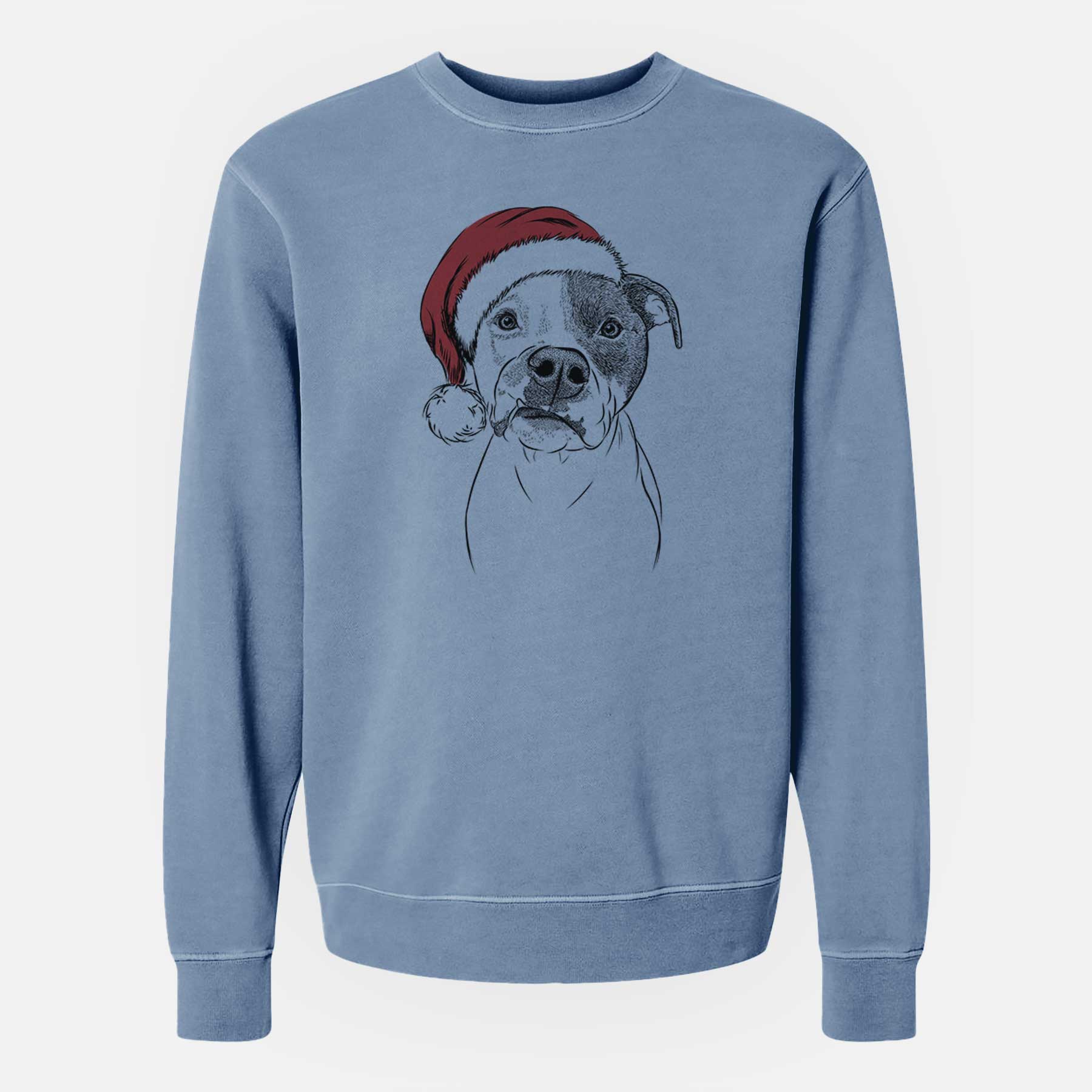 Santa Dexter the Pitbull - Unisex Pigment Dyed Crew Sweatshirt