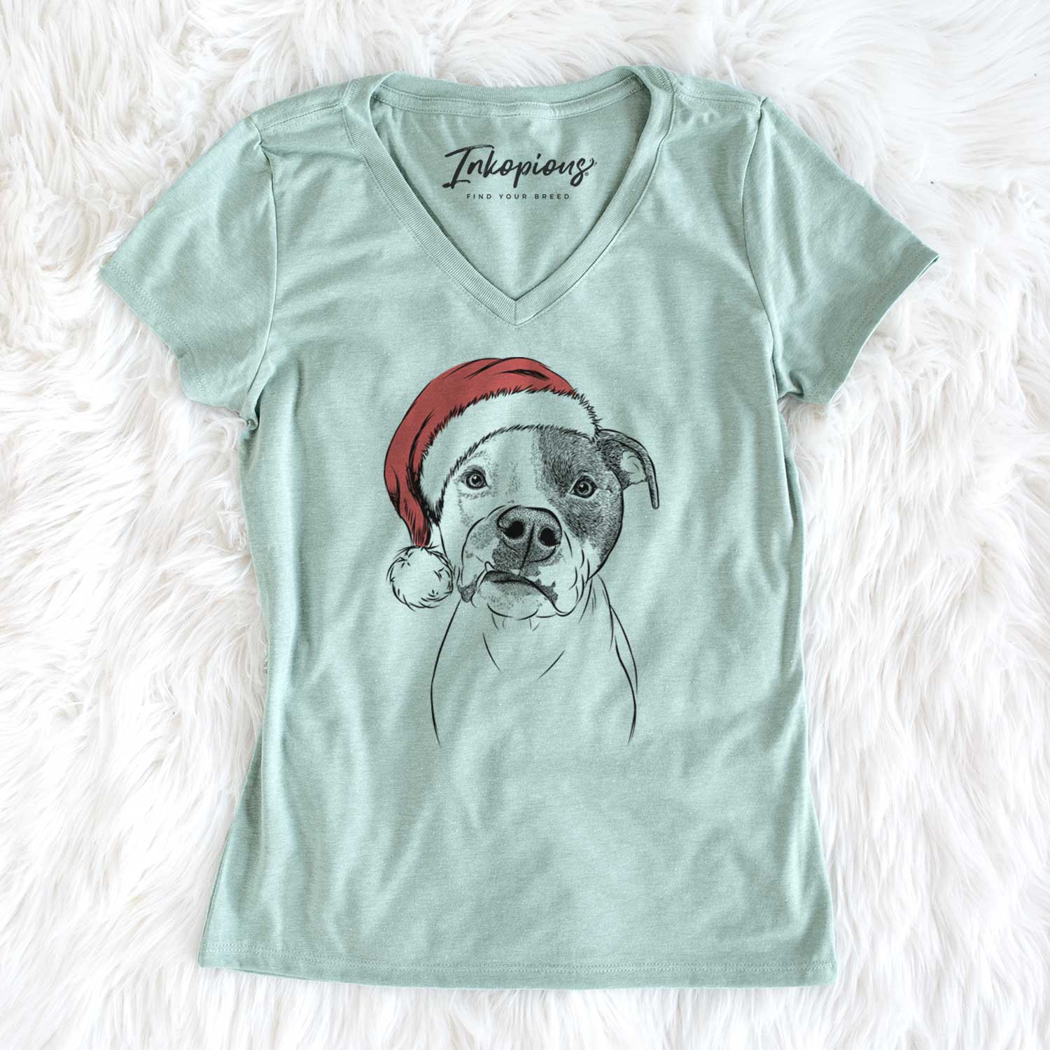 Santa Dexter the Pitbull - Women's V-neck Shirt