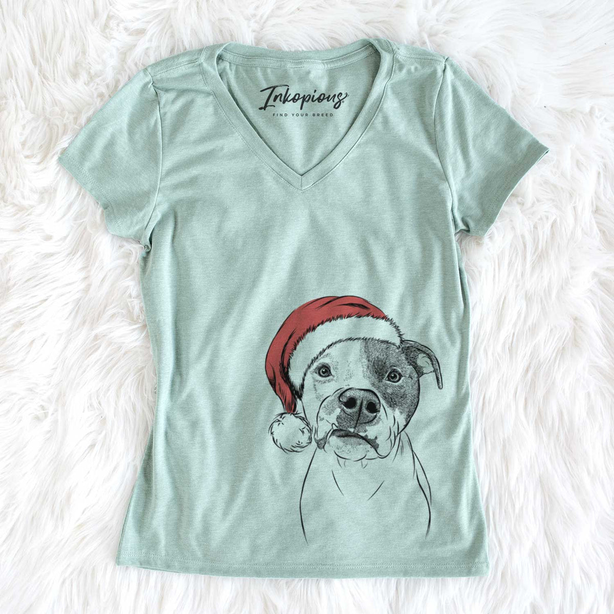 Santa Dexter the Pitbull - Women&#39;s V-neck Shirt