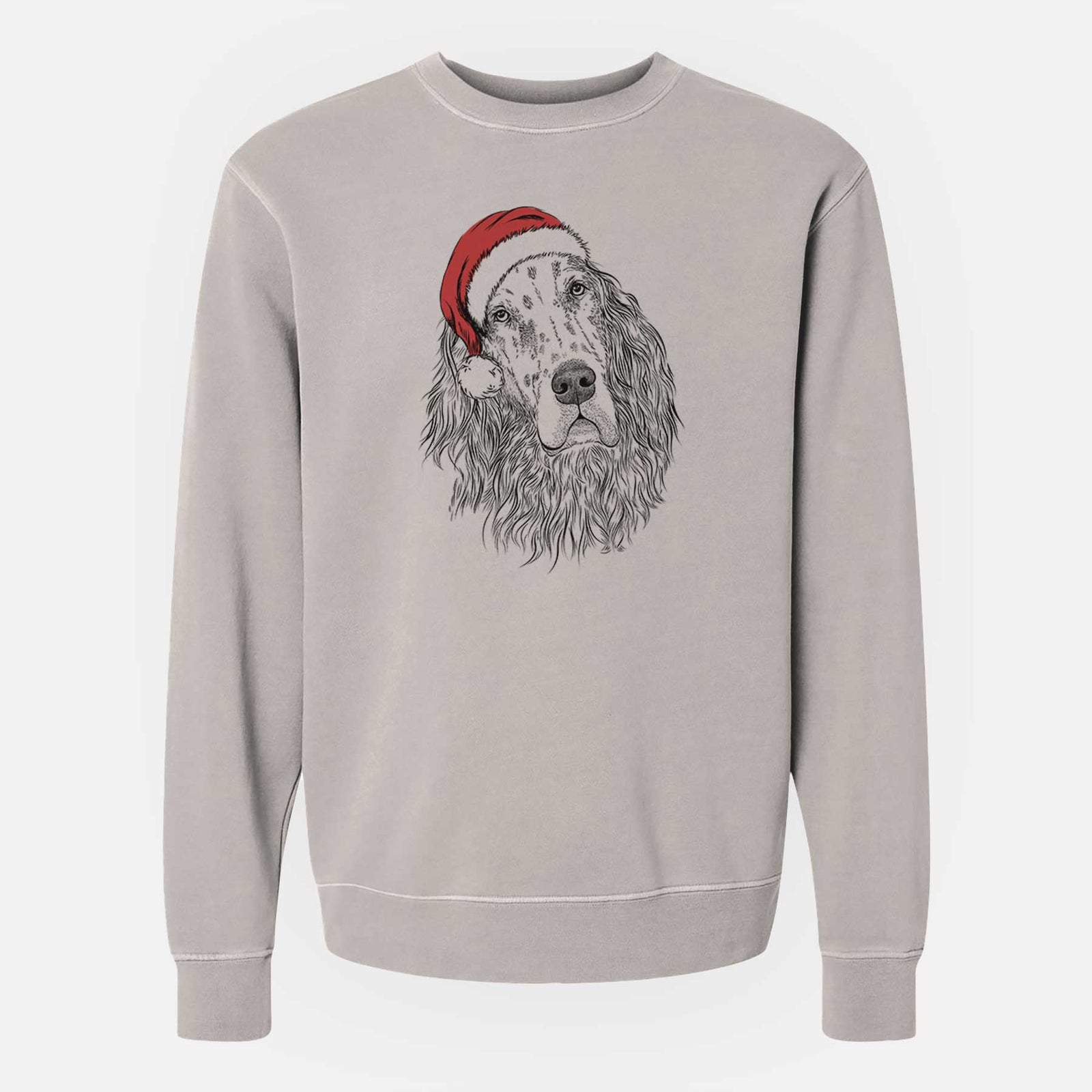 Santa Dexter the English Setter - Unisex Pigment Dyed Crew Sweatshirt