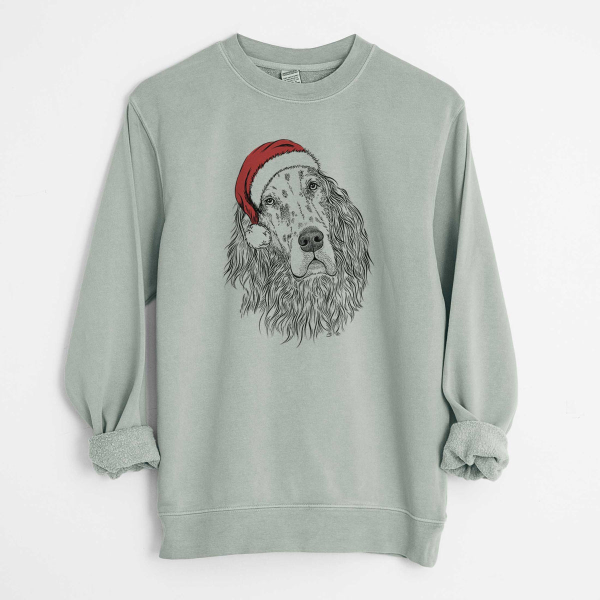 Santa Dexter the English Setter - Unisex Pigment Dyed Crew Sweatshirt