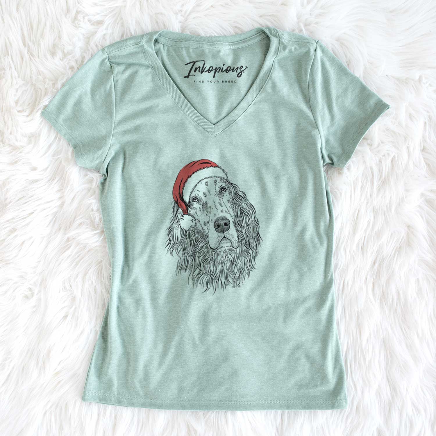 Santa Dexter the English Setter - Women's V-neck Shirt