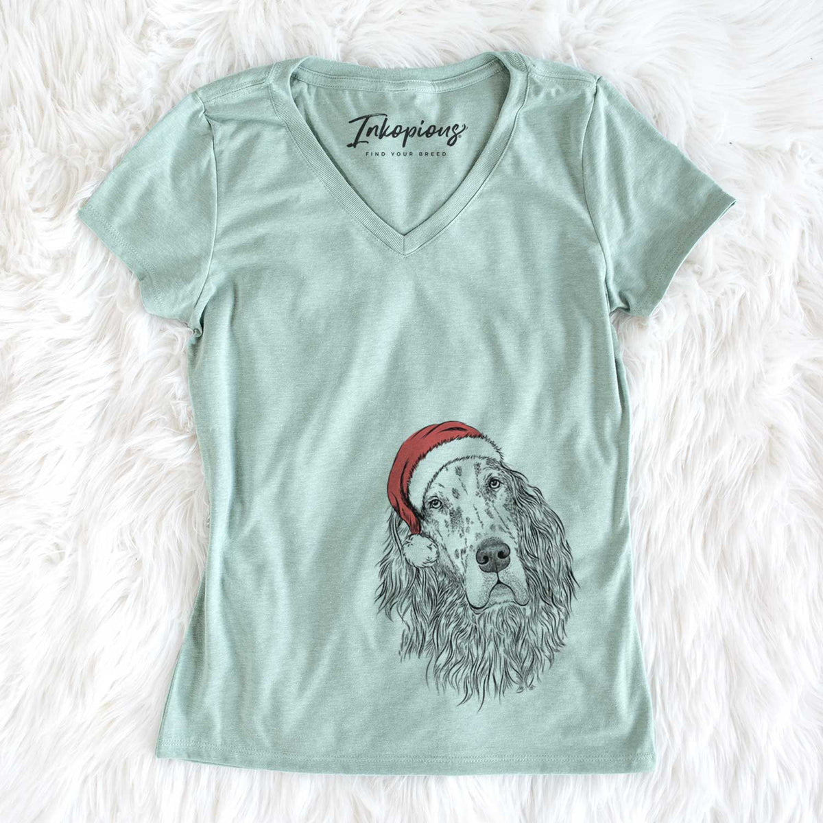 Santa Dexter the English Setter - Women's V-neck Shirt