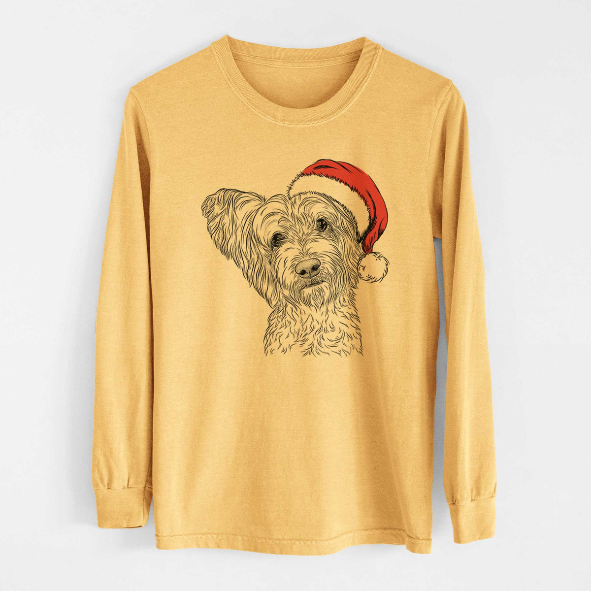 Santa Dexter the Terrier Mix - Heavyweight 100% Cotton Long Sleeve