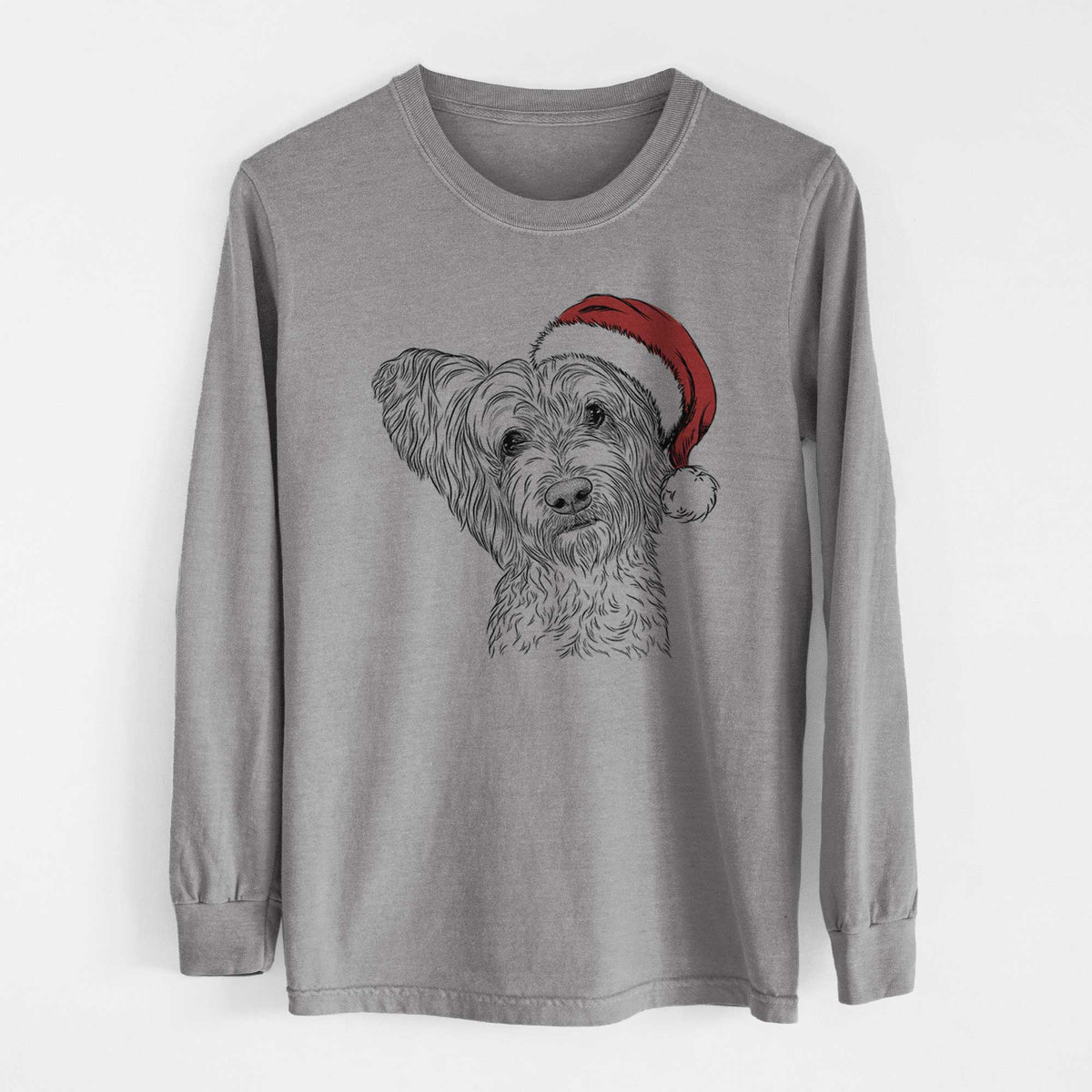Santa Dexter the Terrier Mix - Heavyweight 100% Cotton Long Sleeve