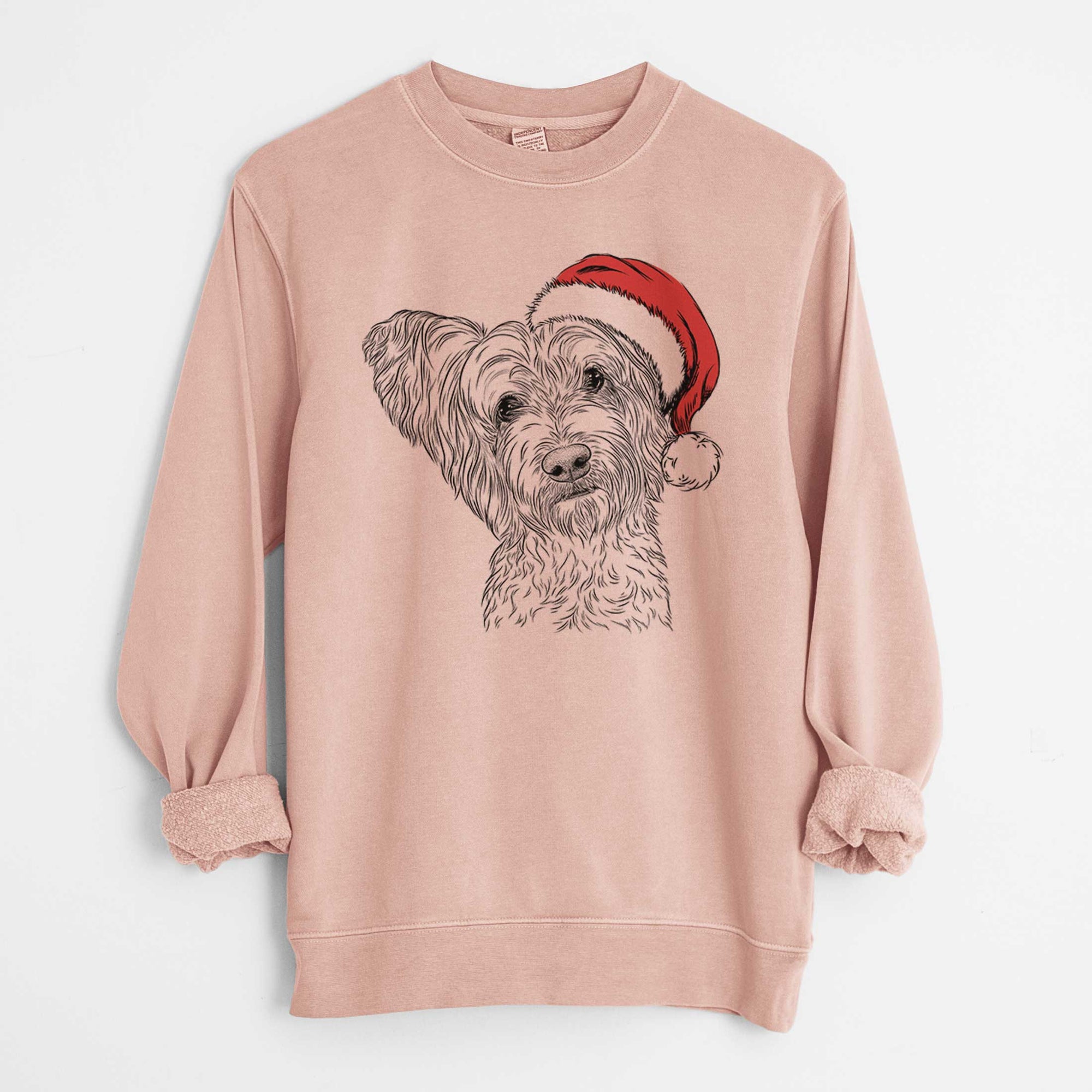 Santa Dexter the Terrier Mix - Unisex Pigment Dyed Crew Sweatshirt