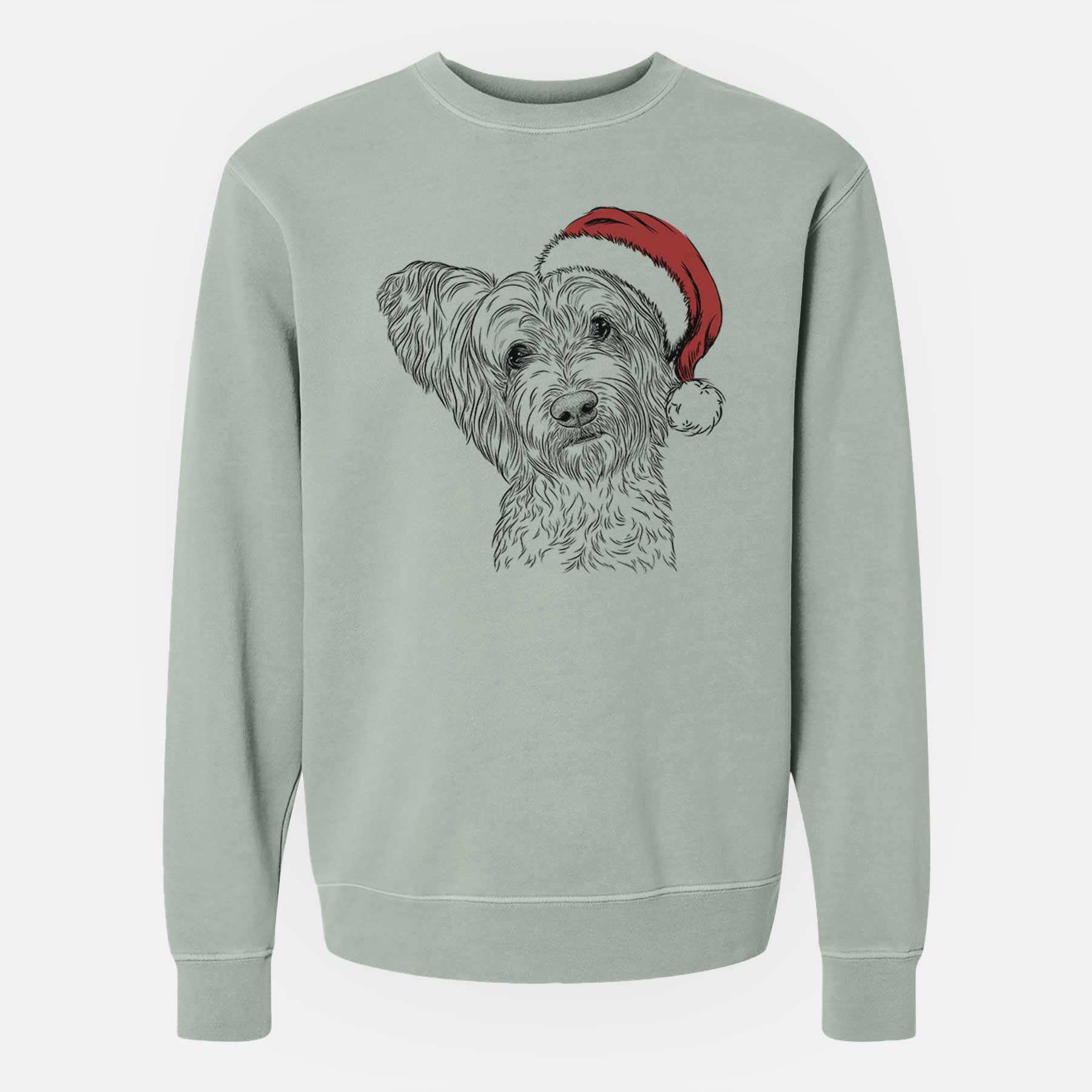 Santa Dexter the Terrier Mix - Unisex Pigment Dyed Crew Sweatshirt