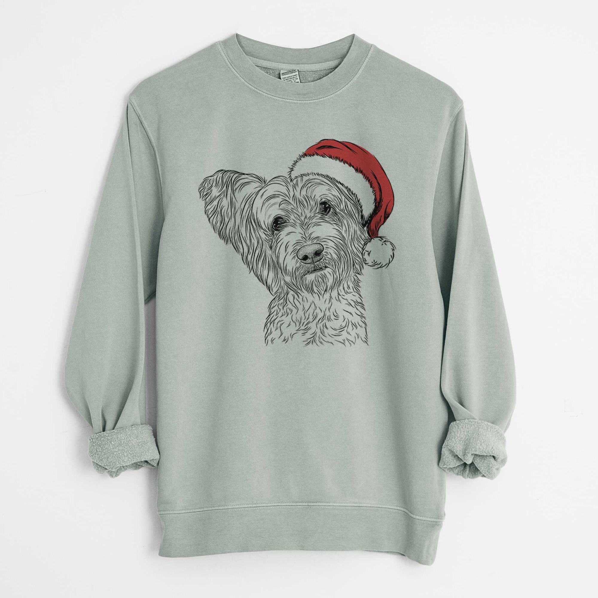 Santa Dexter the Terrier Mix - Unisex Pigment Dyed Crew Sweatshirt