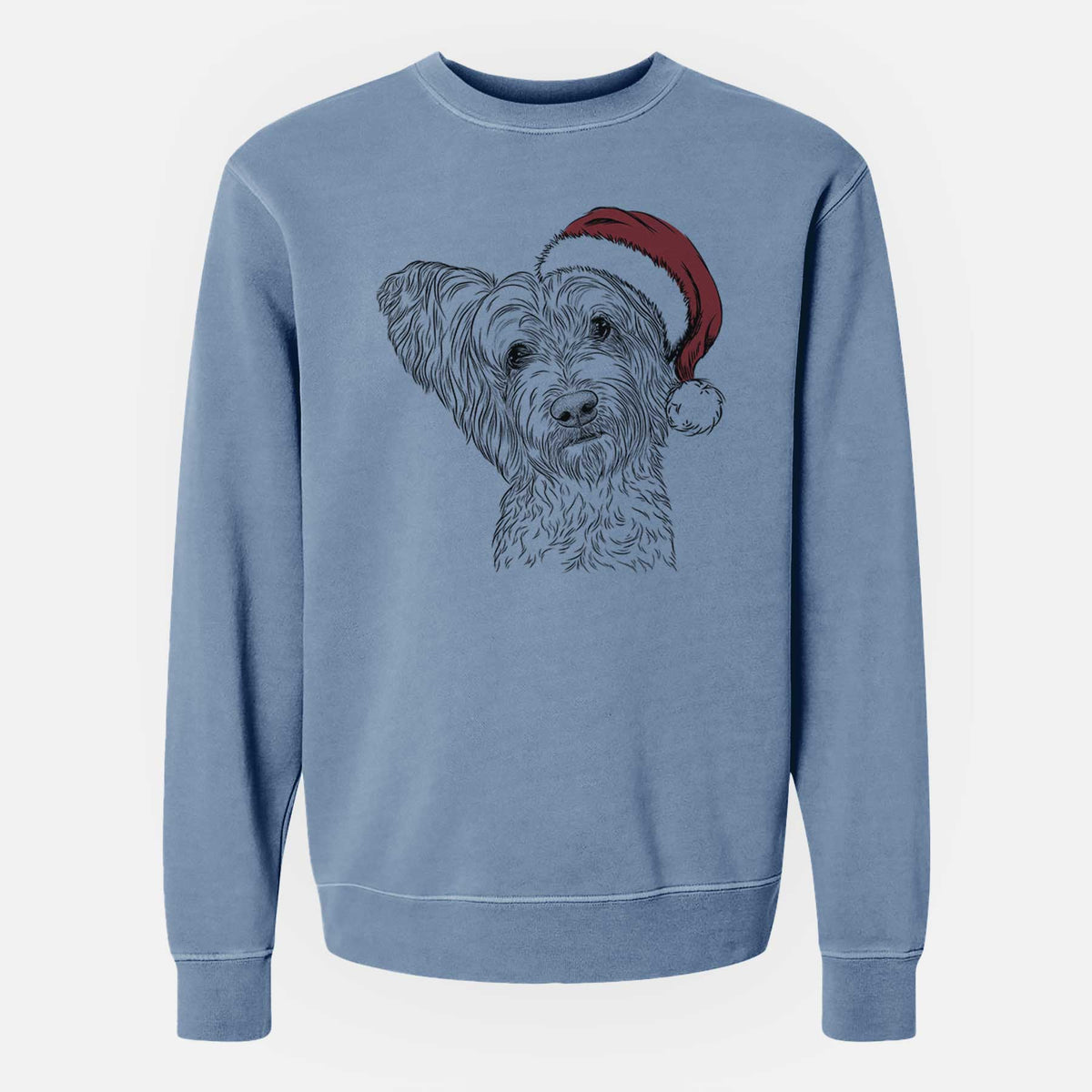 Santa Dexter the Terrier Mix - Unisex Pigment Dyed Crew Sweatshirt