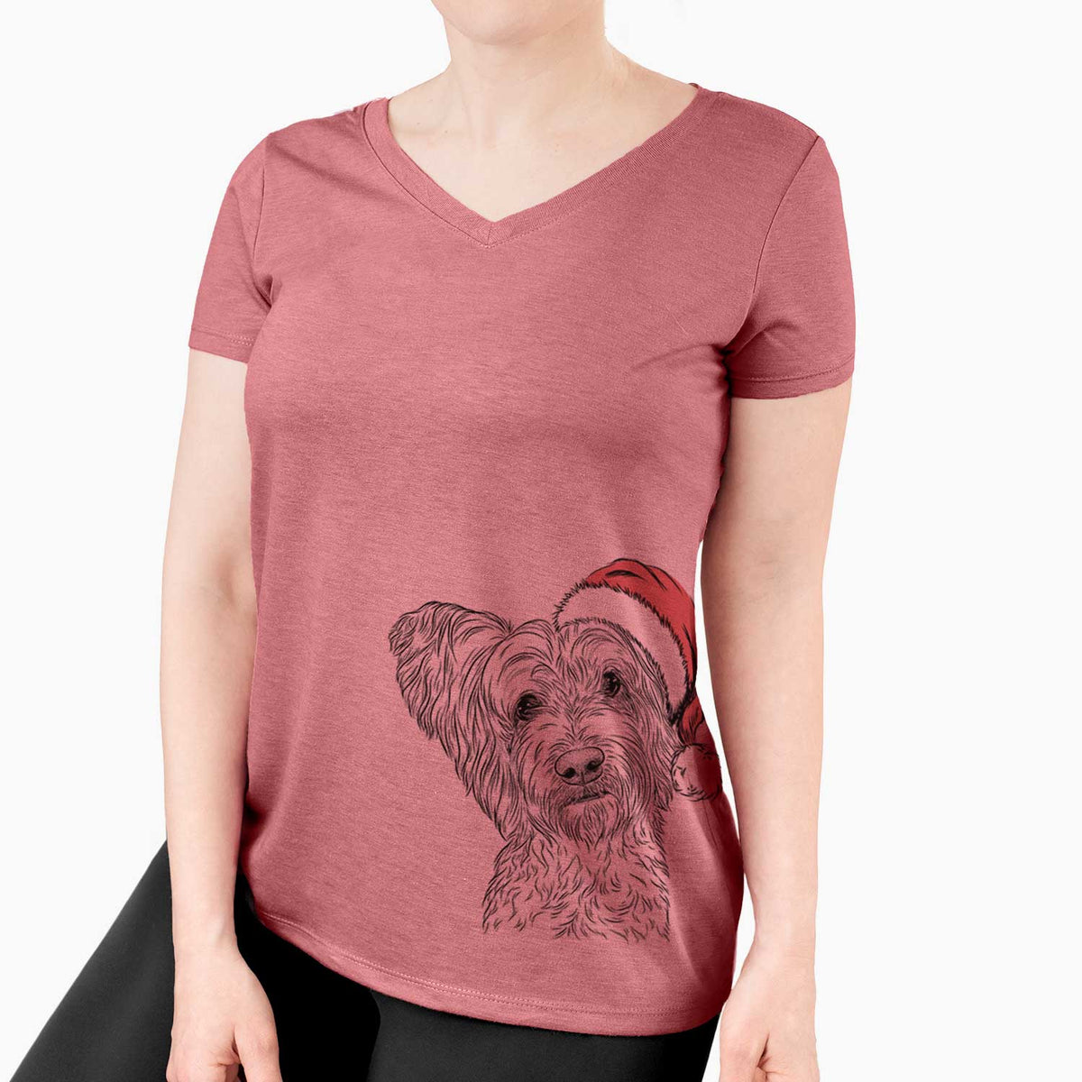 Santa Dexter the Terrier Mix - Women's V-neck Shirt
