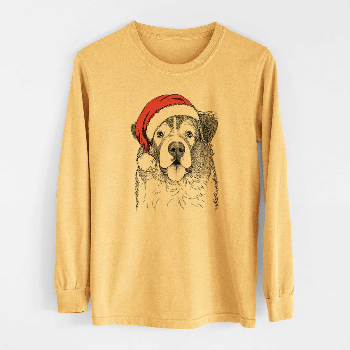 Santa Dilly the Saint Bernard - Heavyweight 100% Cotton Long Sleeve