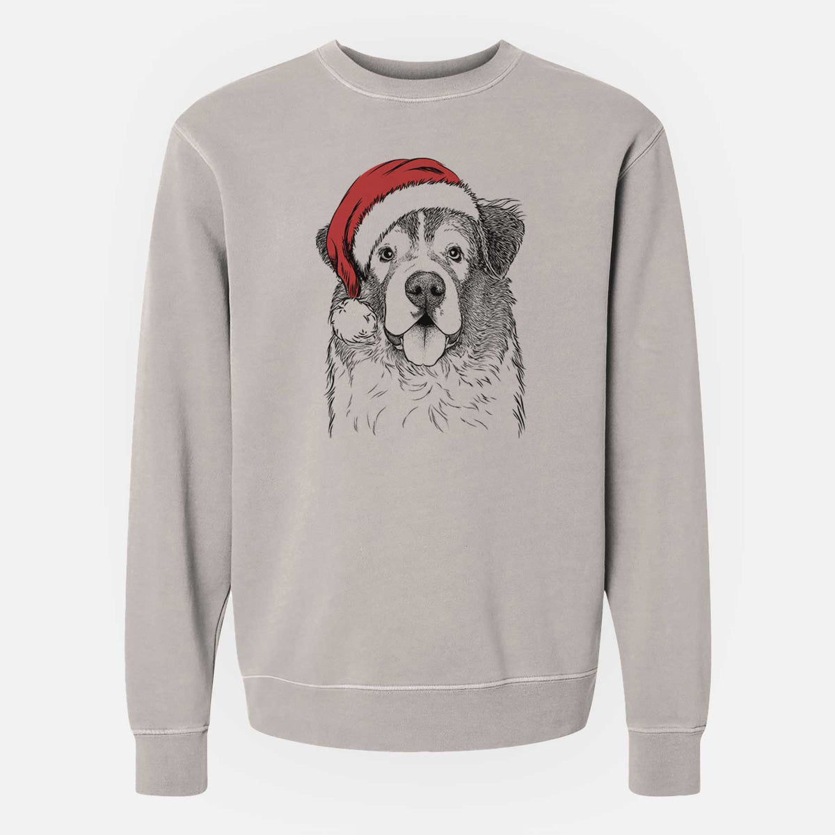 Santa Dilly the Saint Bernard - Unisex Pigment Dyed Crew Sweatshirt