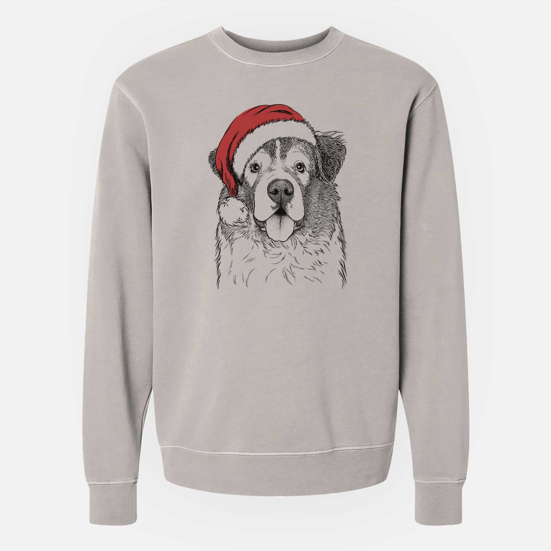 Santa Dilly the Saint Bernard - Unisex Pigment Dyed Crew Sweatshirt