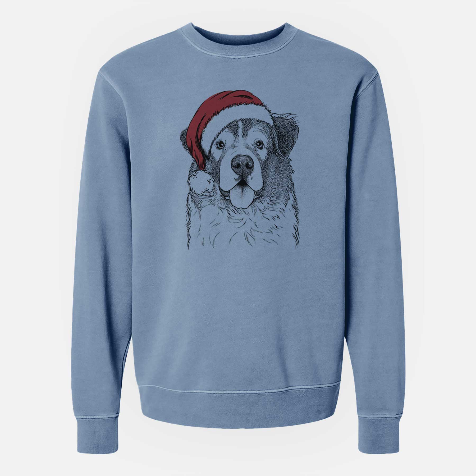 Santa Dilly the Saint Bernard - Unisex Pigment Dyed Crew Sweatshirt