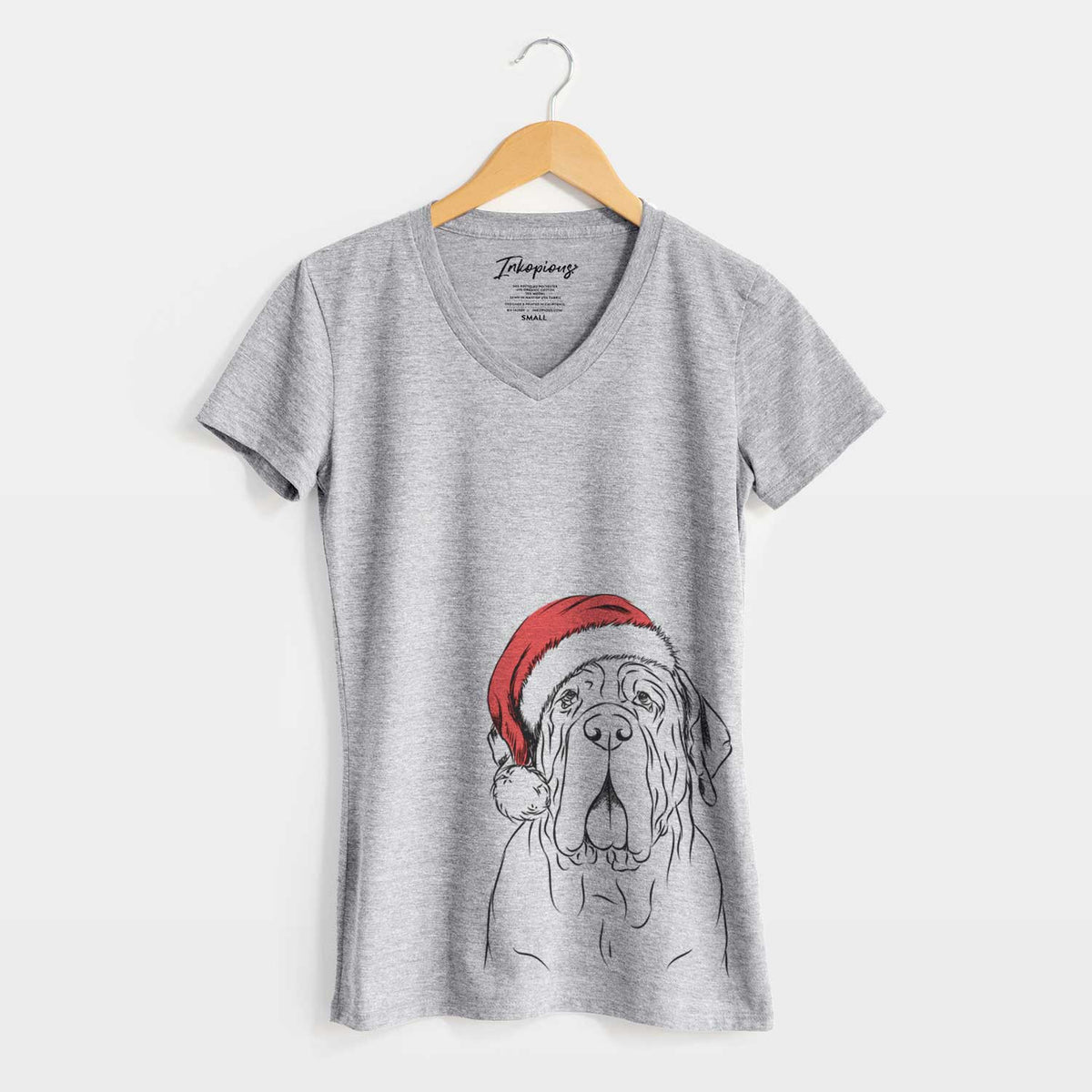 Santa Dinah the Neapolitan Mastiff - Women's V-neck Shirt