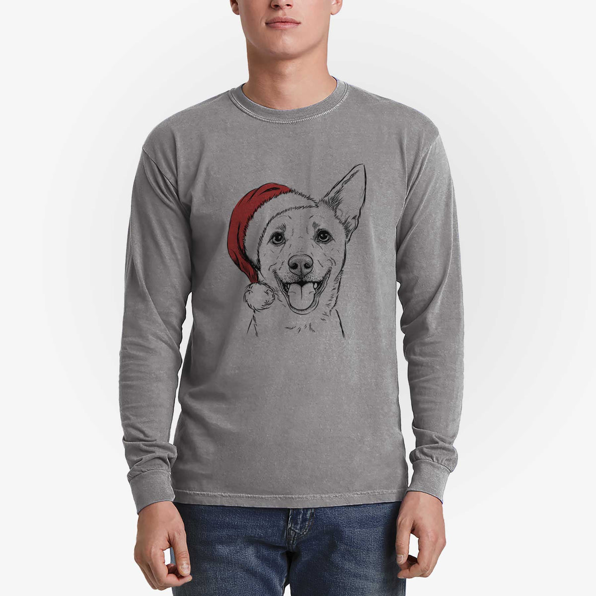 Santa Dinghy the Mixed Breed - Heavyweight 100% Cotton Long Sleeve